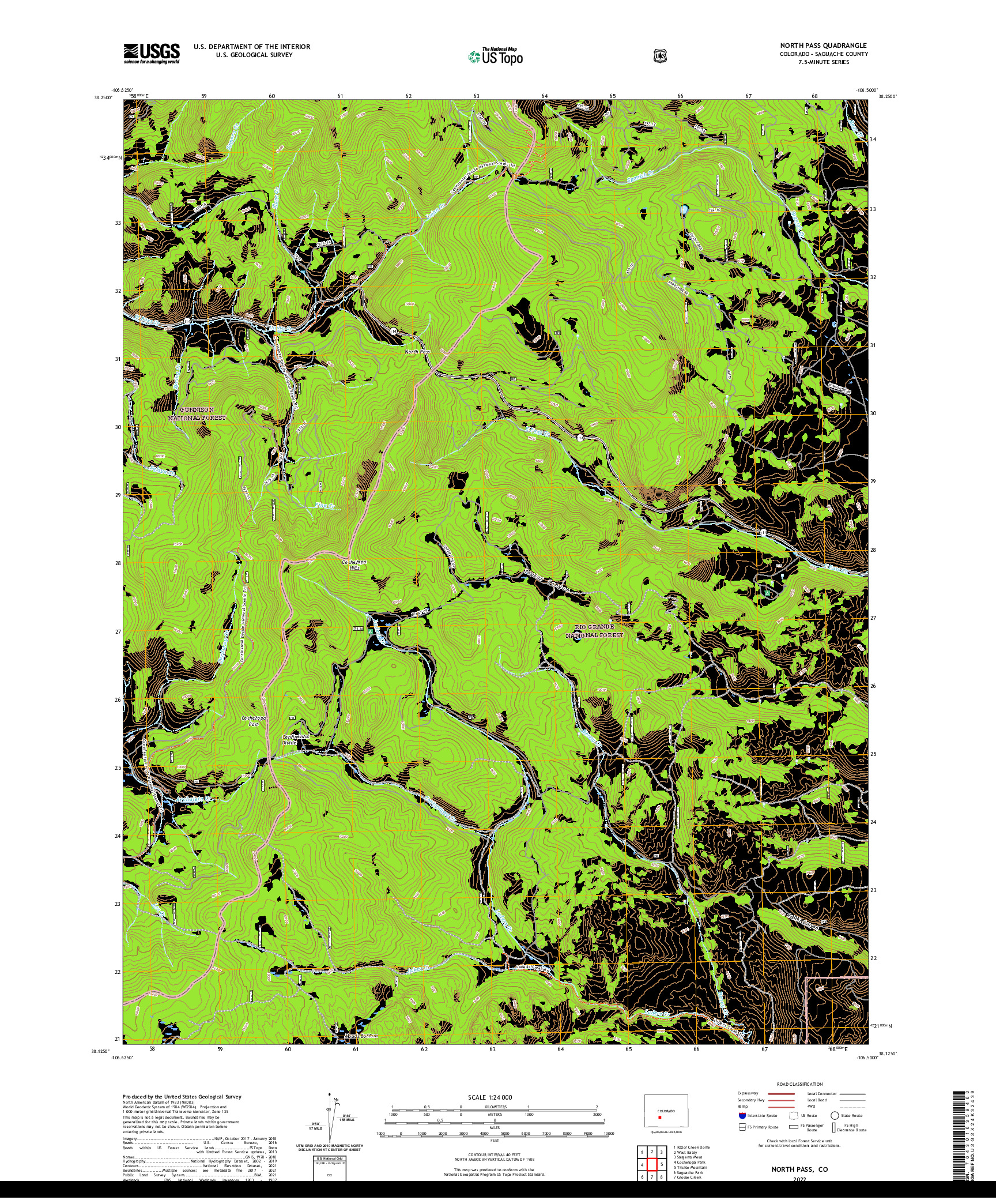 US TOPO 7.5-MINUTE MAP FOR NORTH PASS, CO