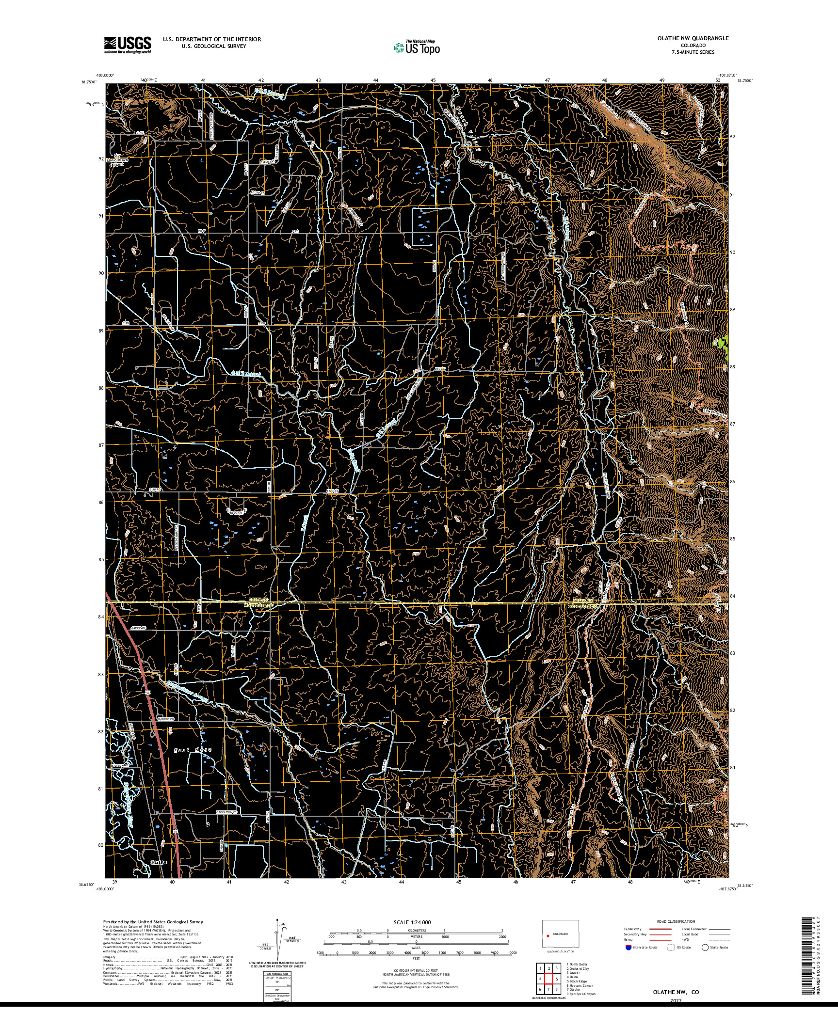 US TOPO 7.5-MINUTE MAP FOR OLATHE NW, CO