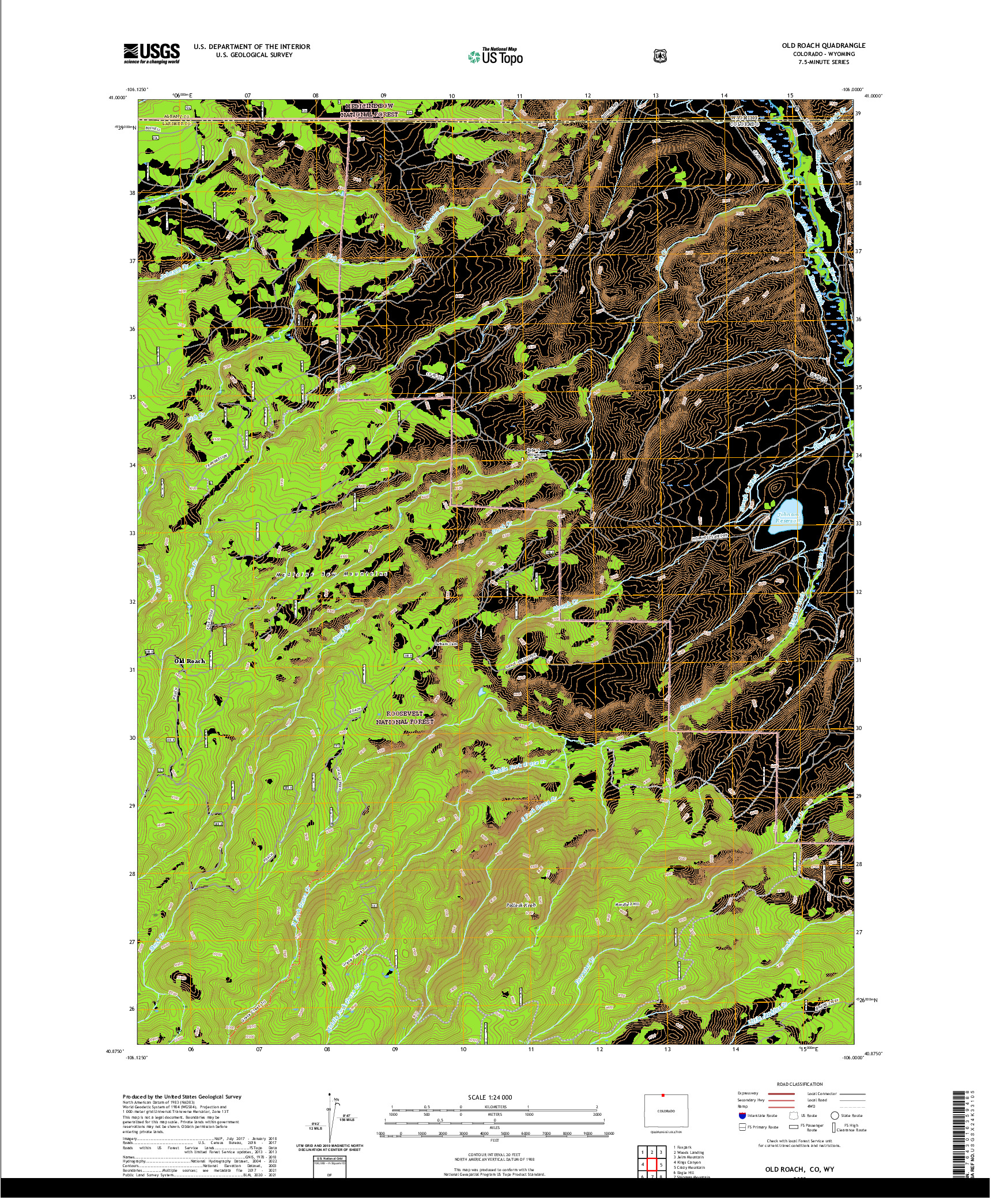 US TOPO 7.5-MINUTE MAP FOR OLD ROACH, CO,WY