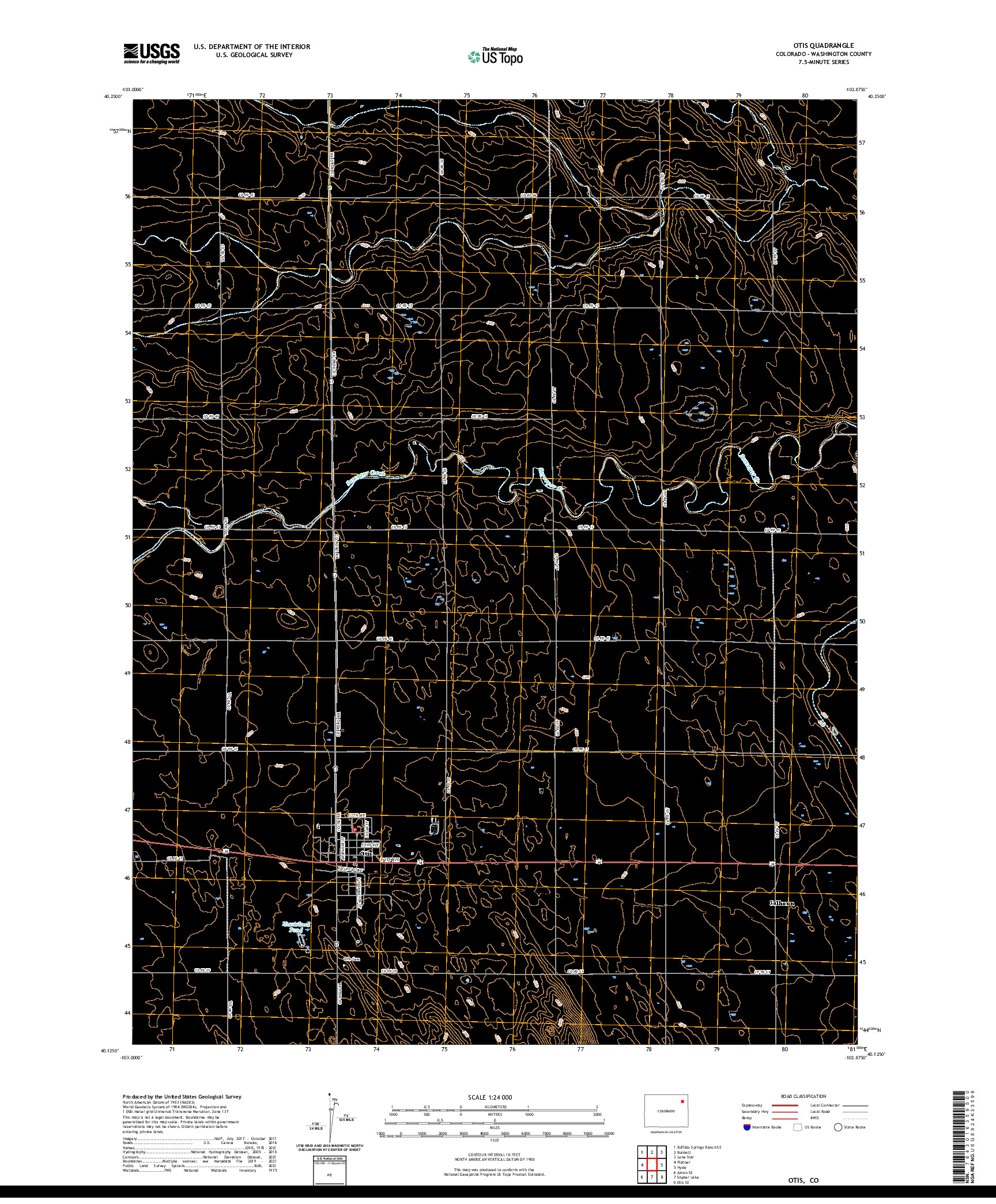 US TOPO 7.5-MINUTE MAP FOR OTIS, CO