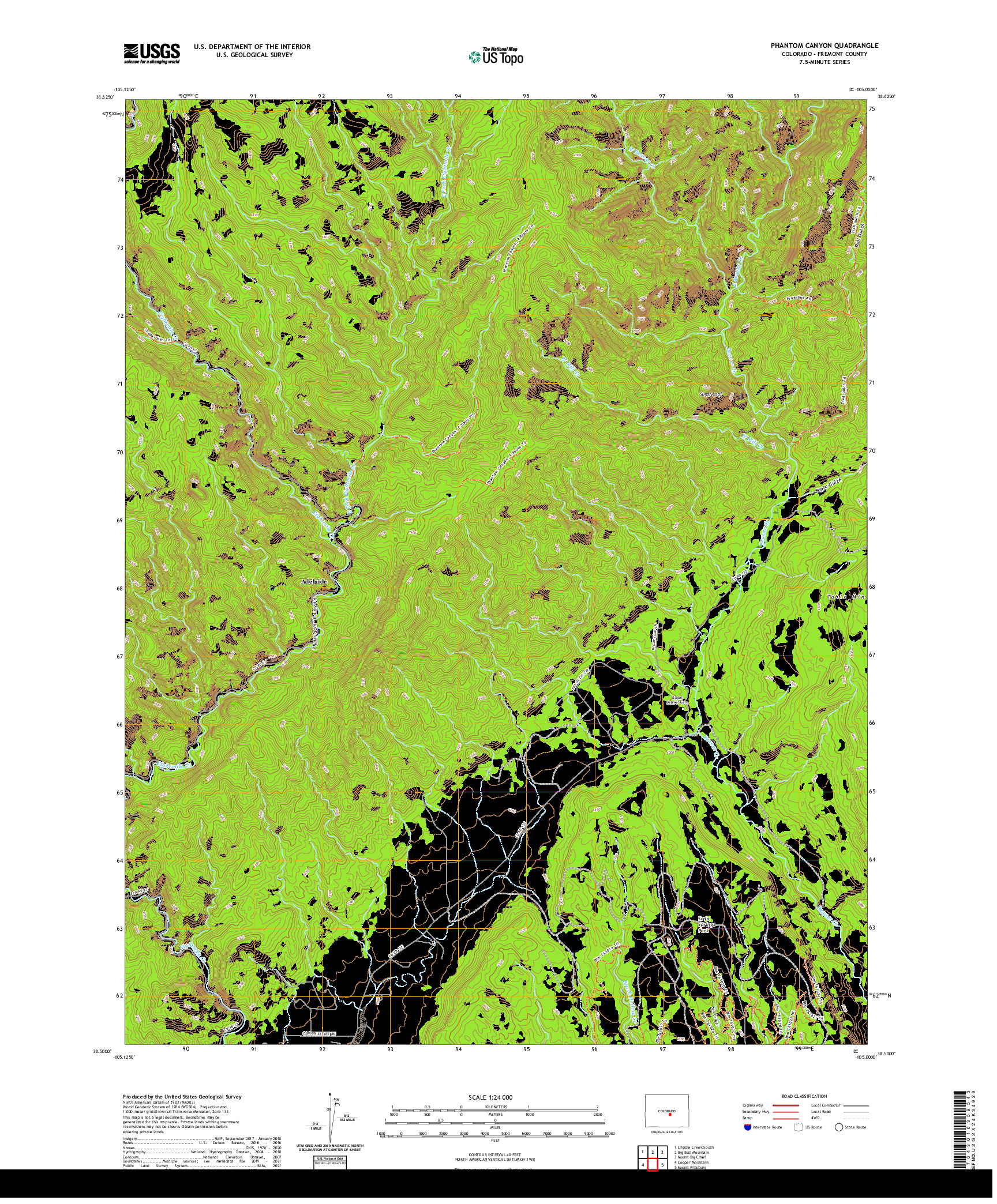 US TOPO 7.5-MINUTE MAP FOR PHANTOM CANYON, CO