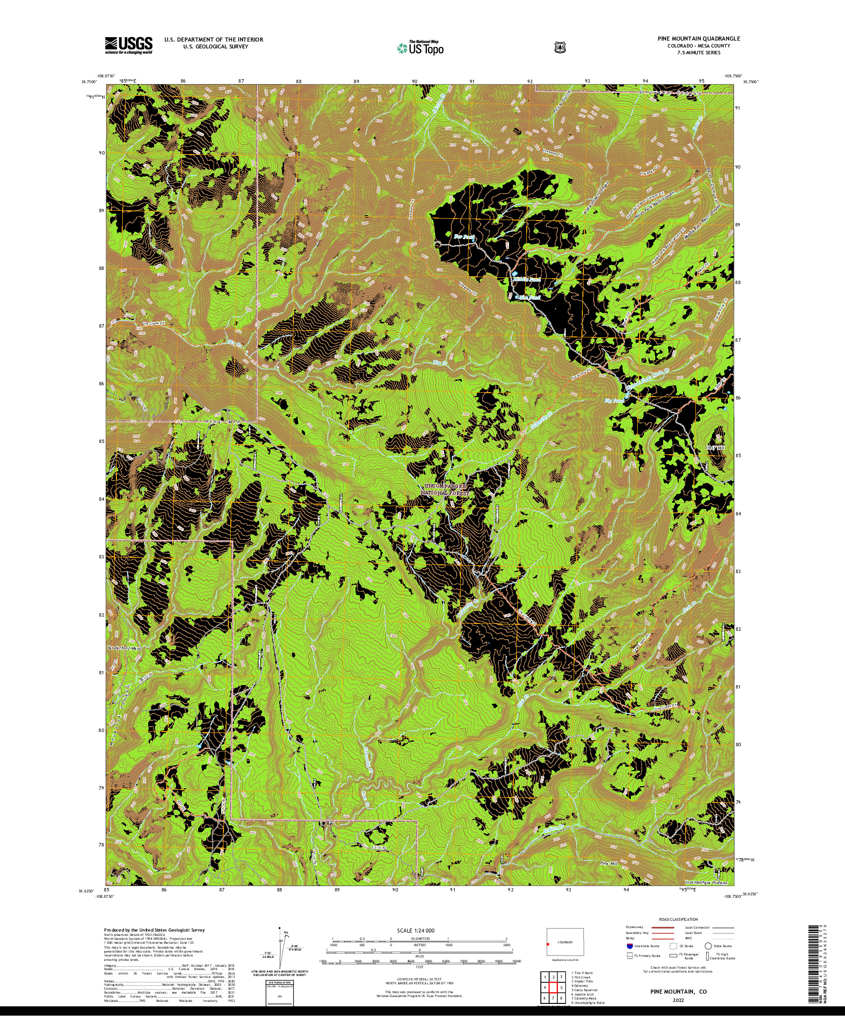 US TOPO 7.5-MINUTE MAP FOR PINE MOUNTAIN, CO