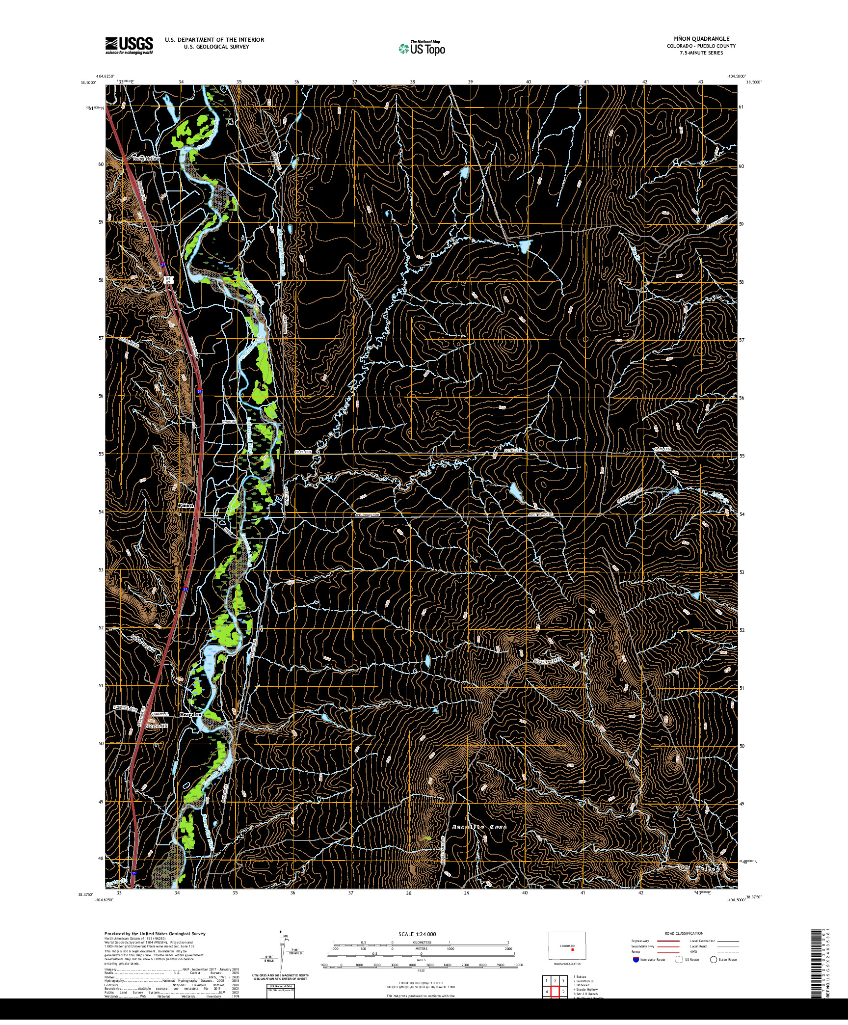 US TOPO 7.5-MINUTE MAP FOR PINON, CO