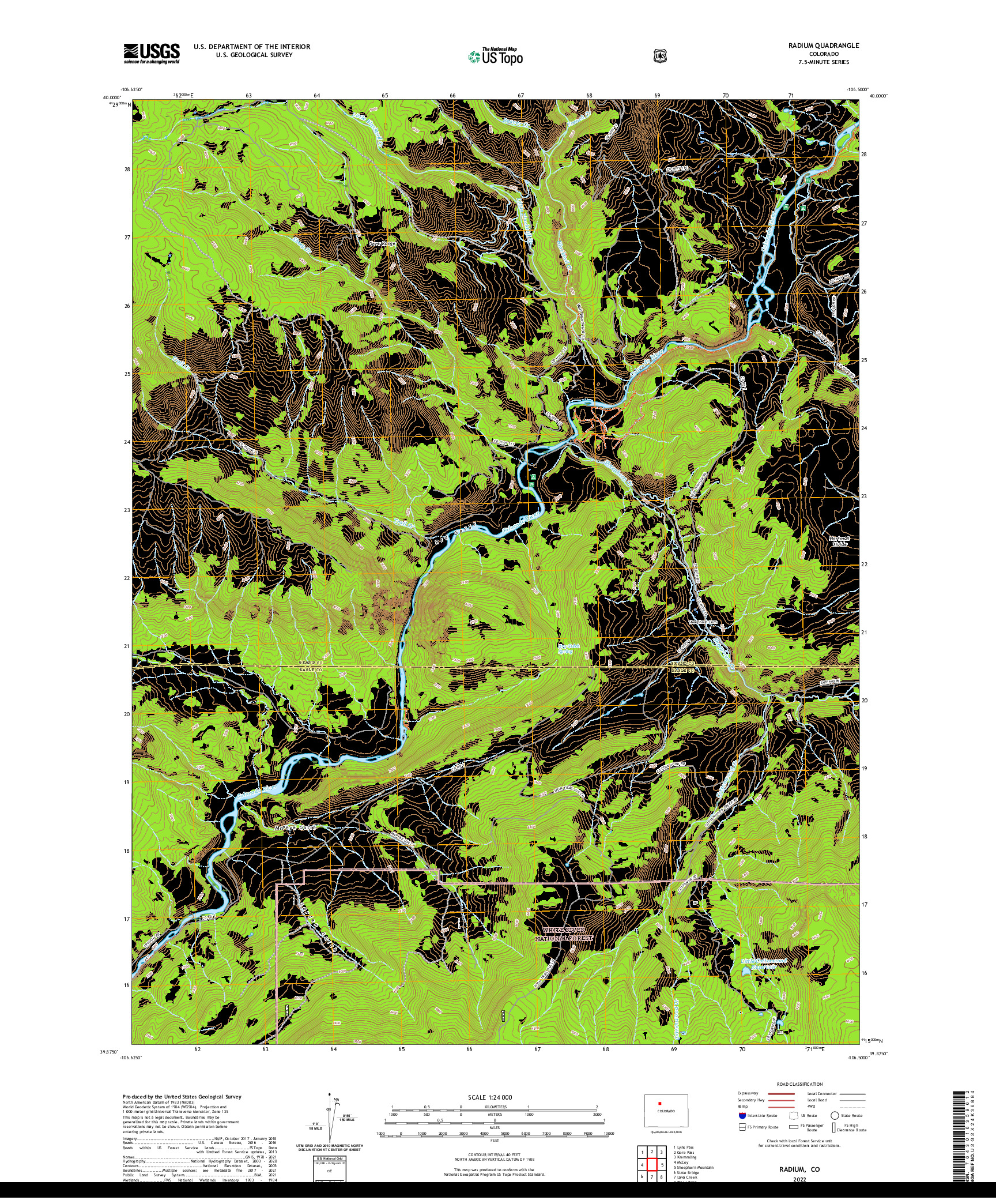 US TOPO 7.5-MINUTE MAP FOR RADIUM, CO