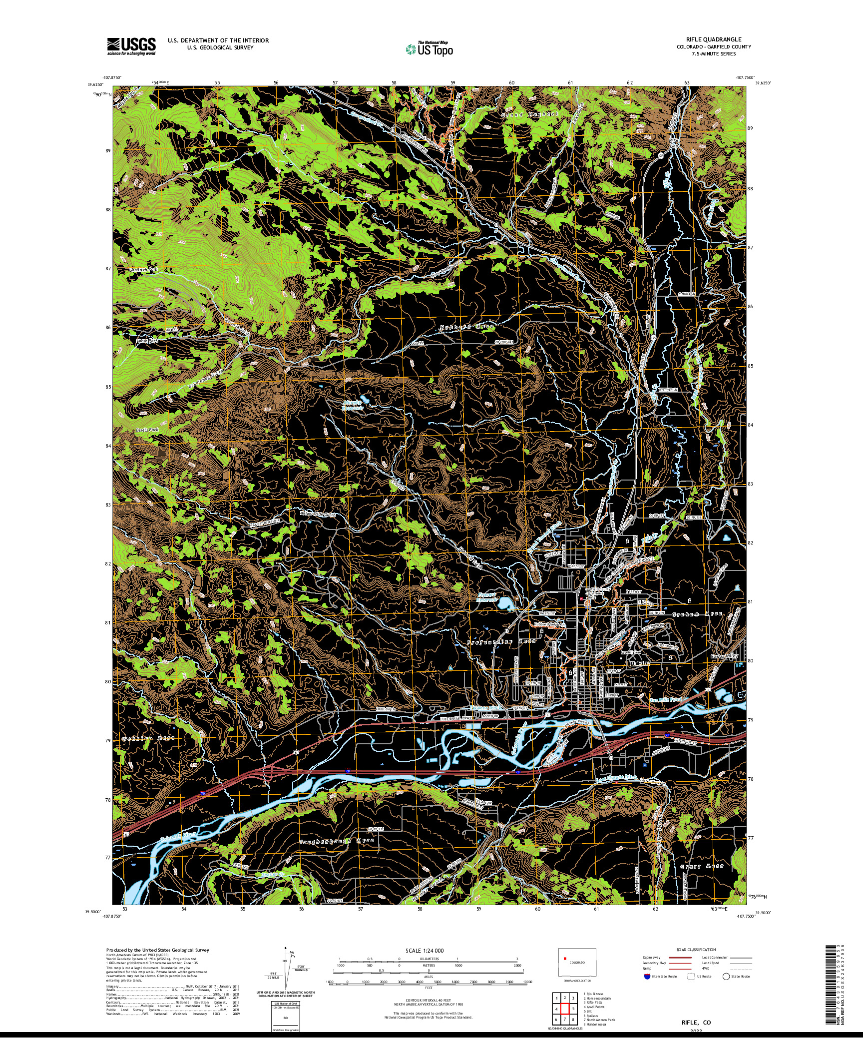 US TOPO 7.5-MINUTE MAP FOR RIFLE, CO