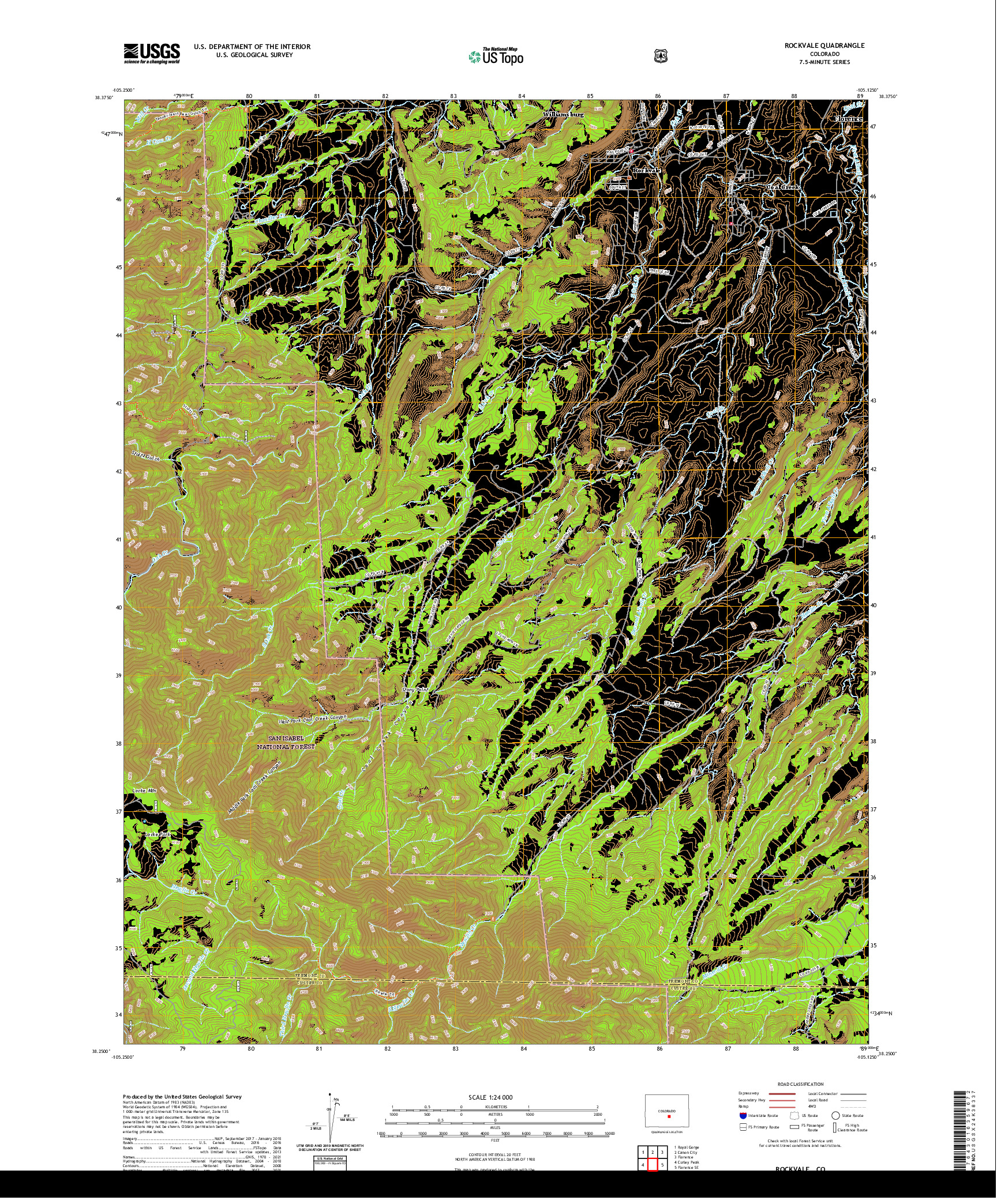 US TOPO 7.5-MINUTE MAP FOR ROCKVALE, CO