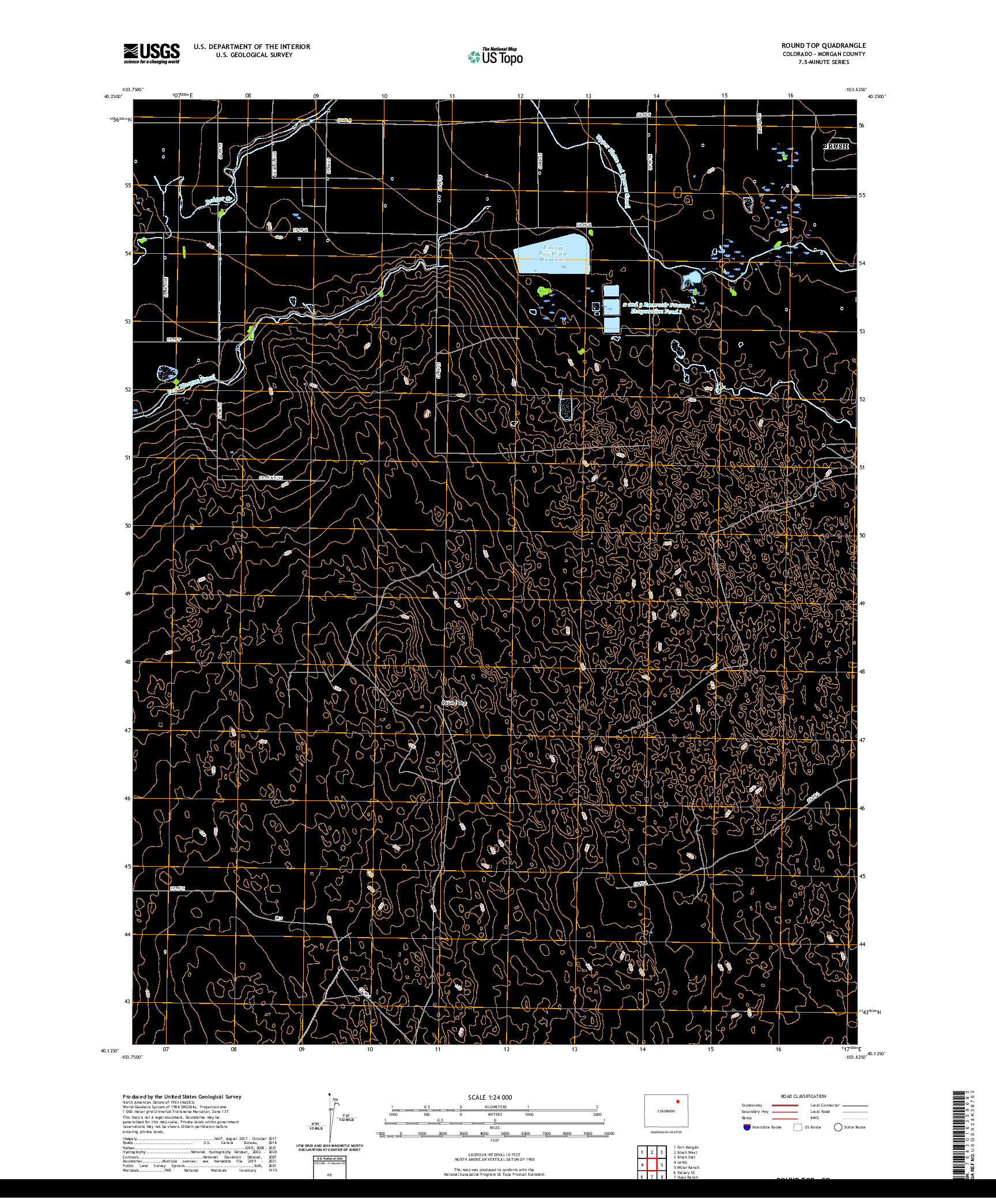 US TOPO 7.5-MINUTE MAP FOR ROUND TOP, CO