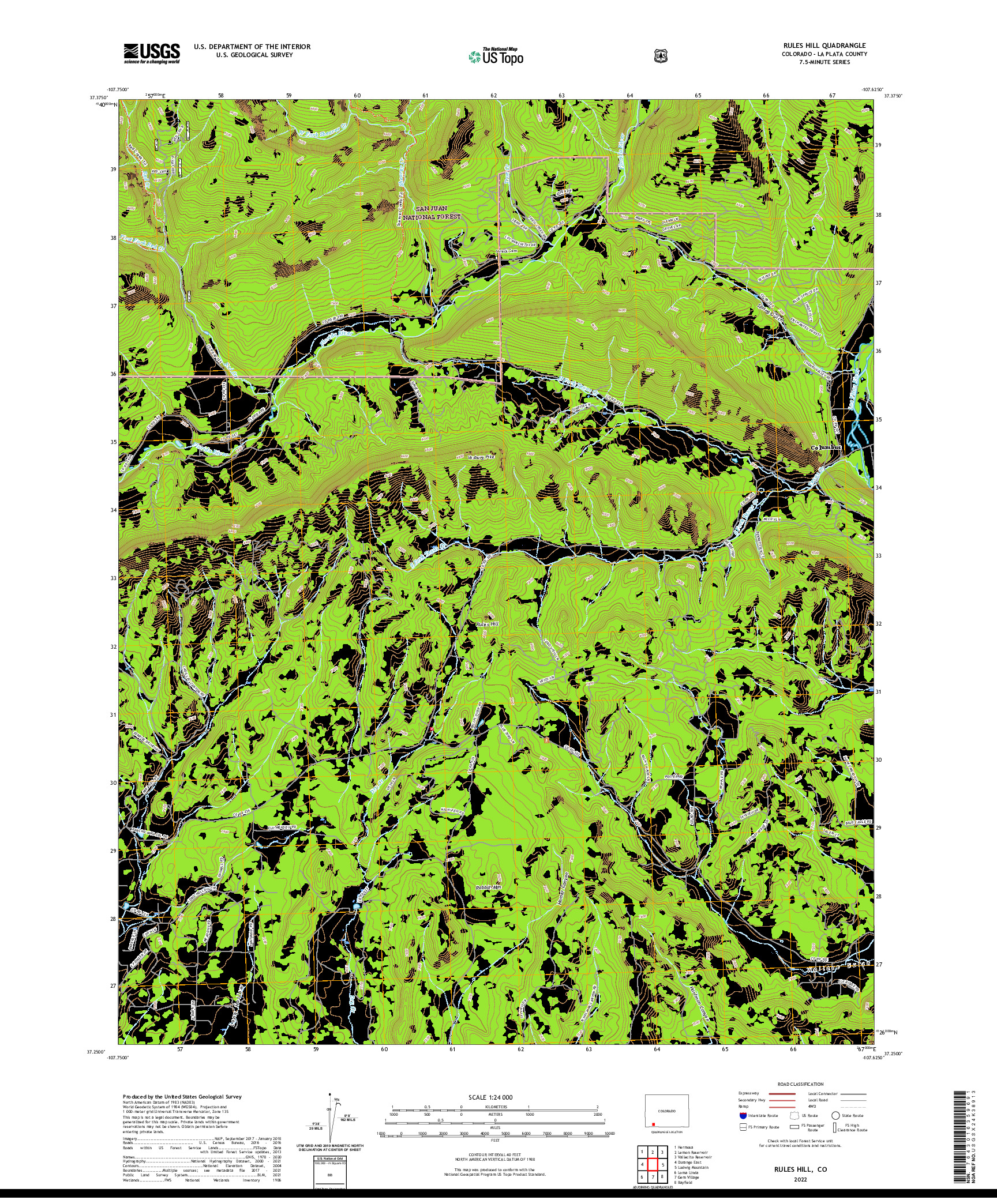 US TOPO 7.5-MINUTE MAP FOR RULES HILL, CO