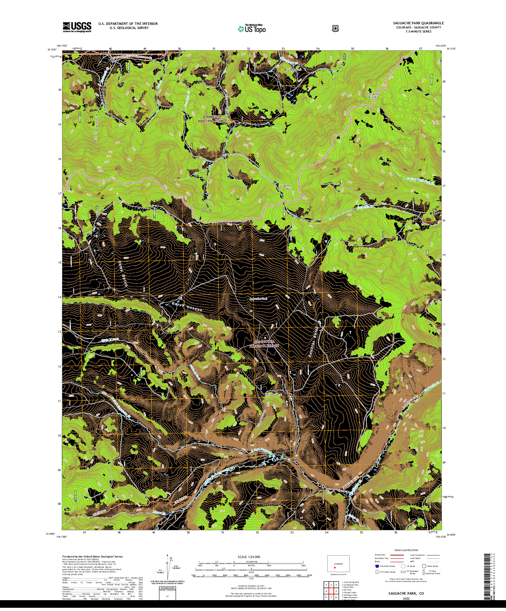 US TOPO 7.5-MINUTE MAP FOR SAGUACHE PARK, CO