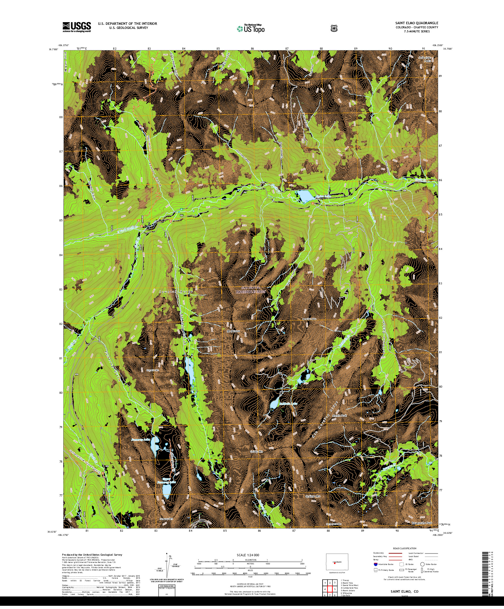 US TOPO 7.5-MINUTE MAP FOR SAINT ELMO, CO