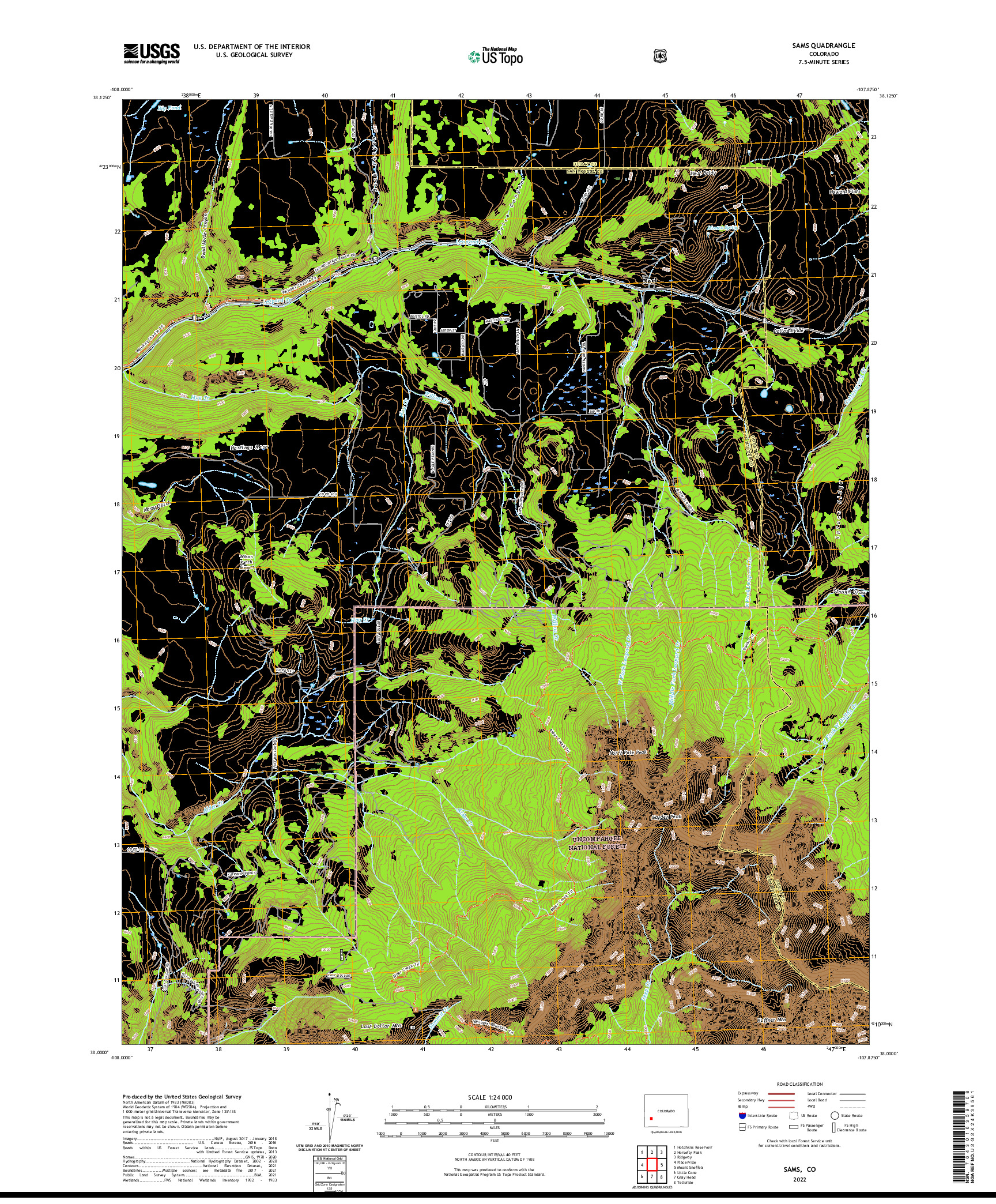 US TOPO 7.5-MINUTE MAP FOR SAMS, CO