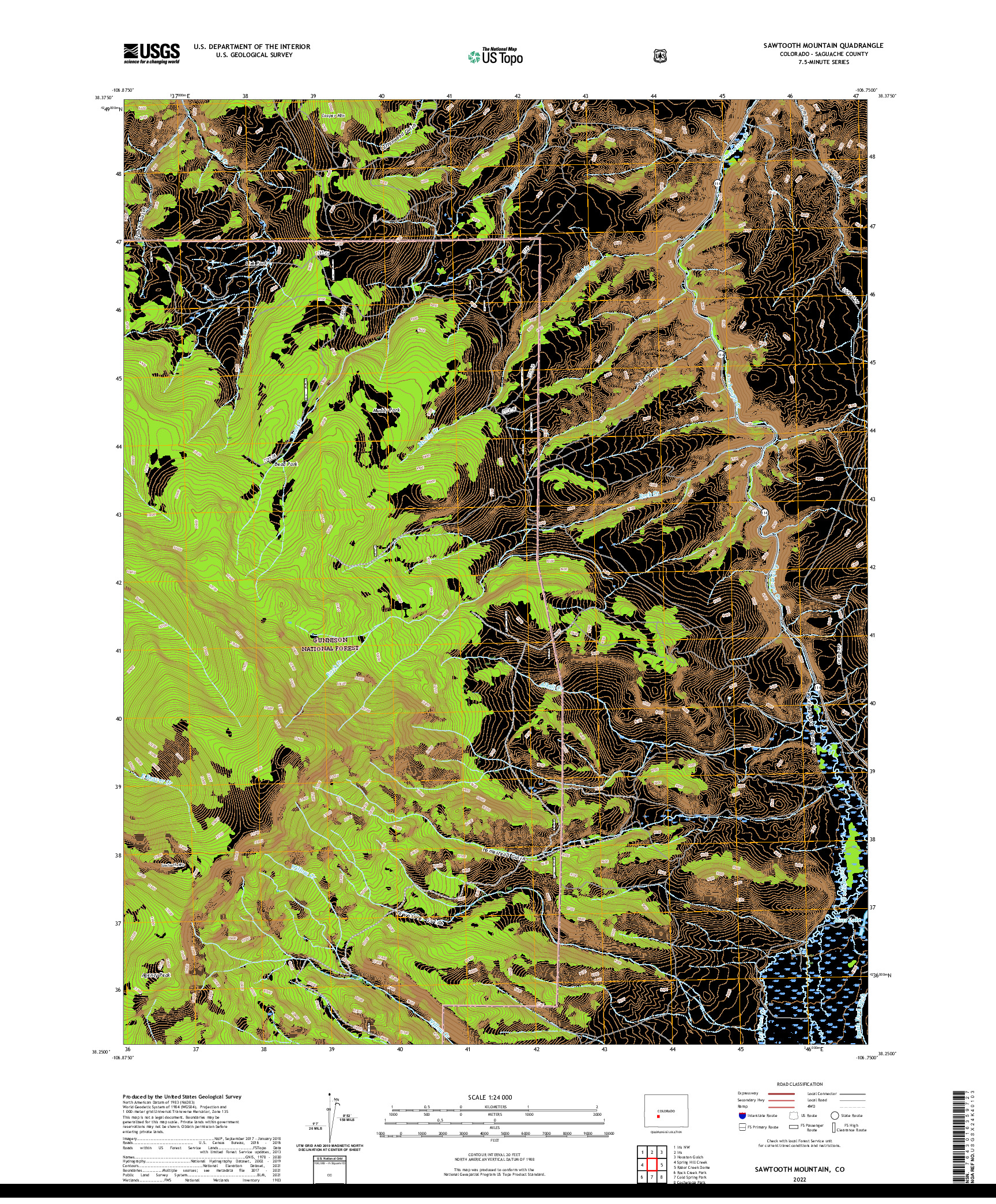 US TOPO 7.5-MINUTE MAP FOR SAWTOOTH MOUNTAIN, CO