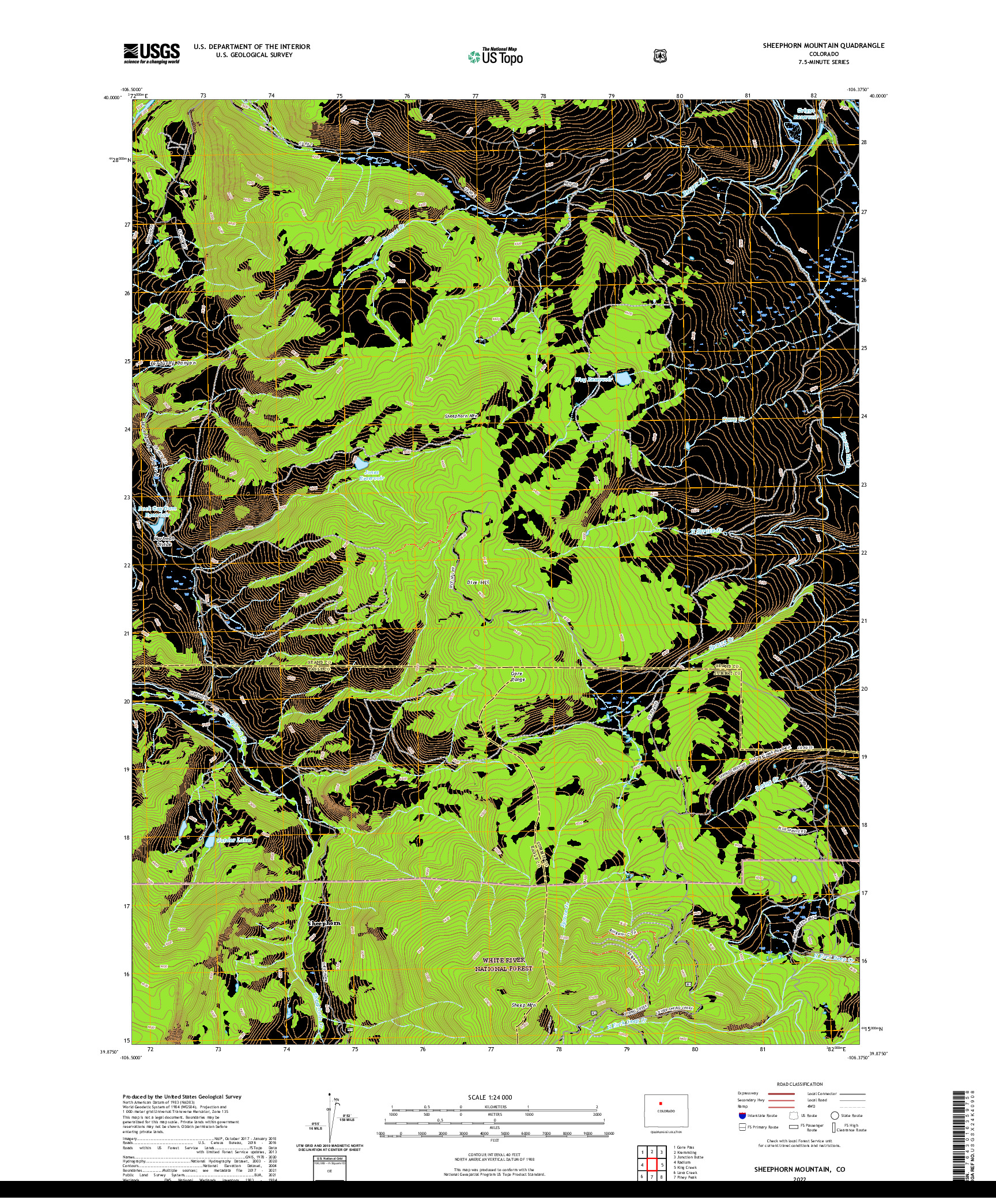 US TOPO 7.5-MINUTE MAP FOR SHEEPHORN MOUNTAIN, CO