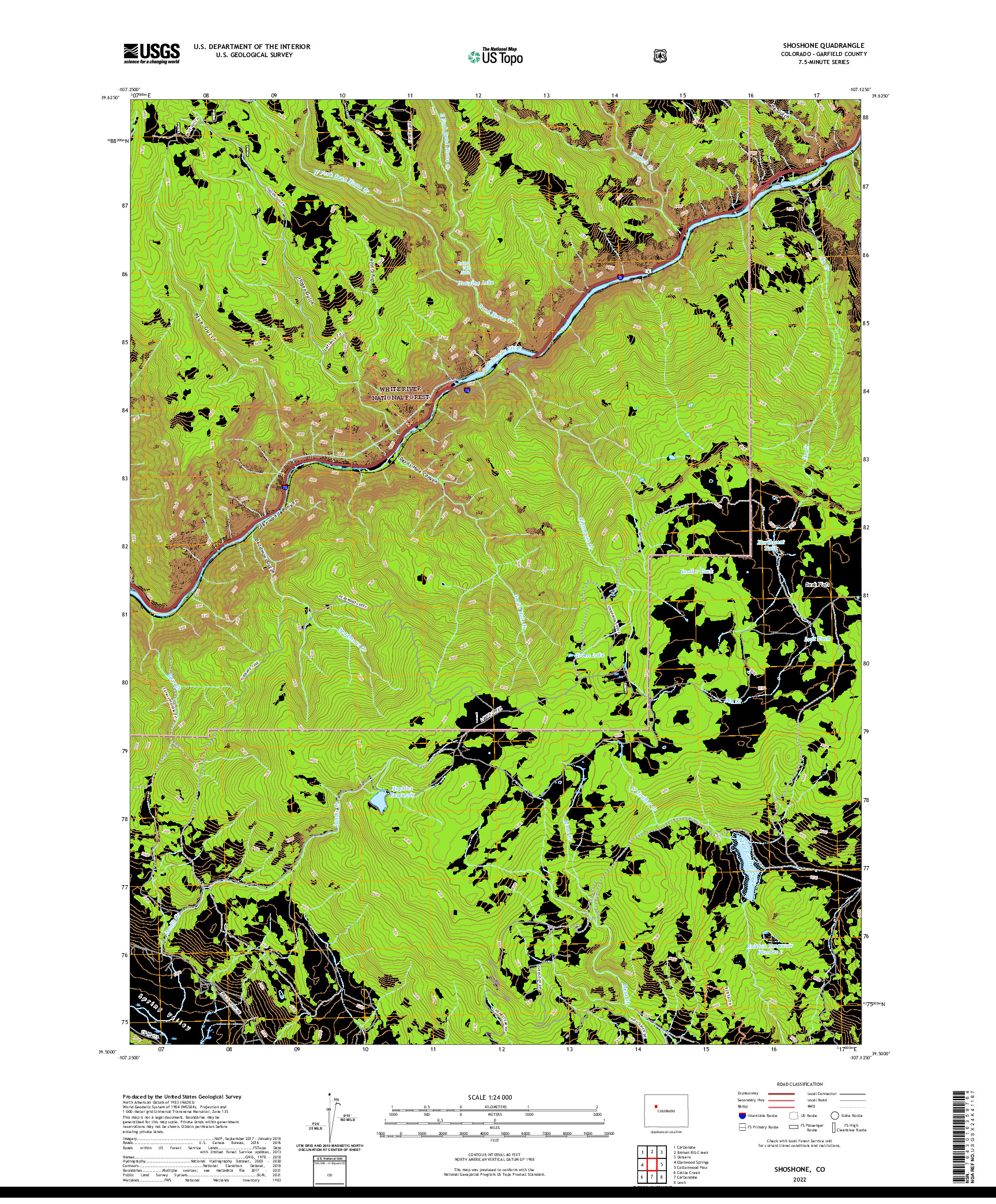 US TOPO 7.5-MINUTE MAP FOR SHOSHONE, CO