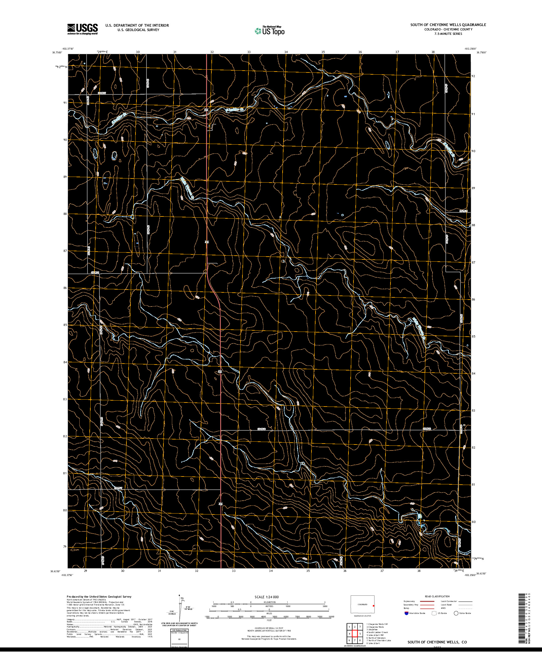 US TOPO 7.5-MINUTE MAP FOR SOUTH OF CHEYENNE WELLS, CO