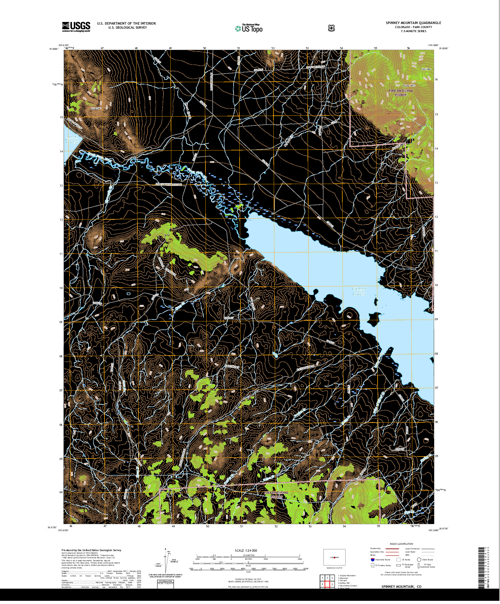 US TOPO 7.5-MINUTE MAP FOR SPINNEY MOUNTAIN, CO