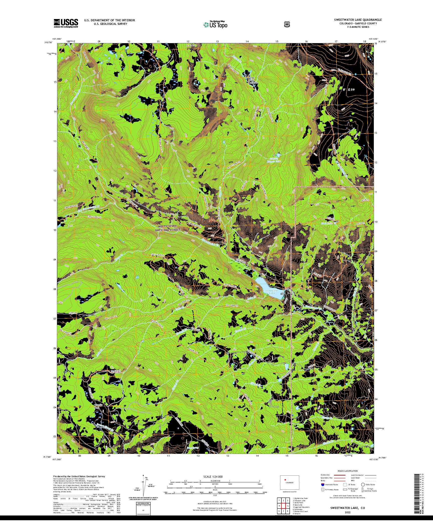 US TOPO 7.5-MINUTE MAP FOR SWEETWATER LAKE, CO