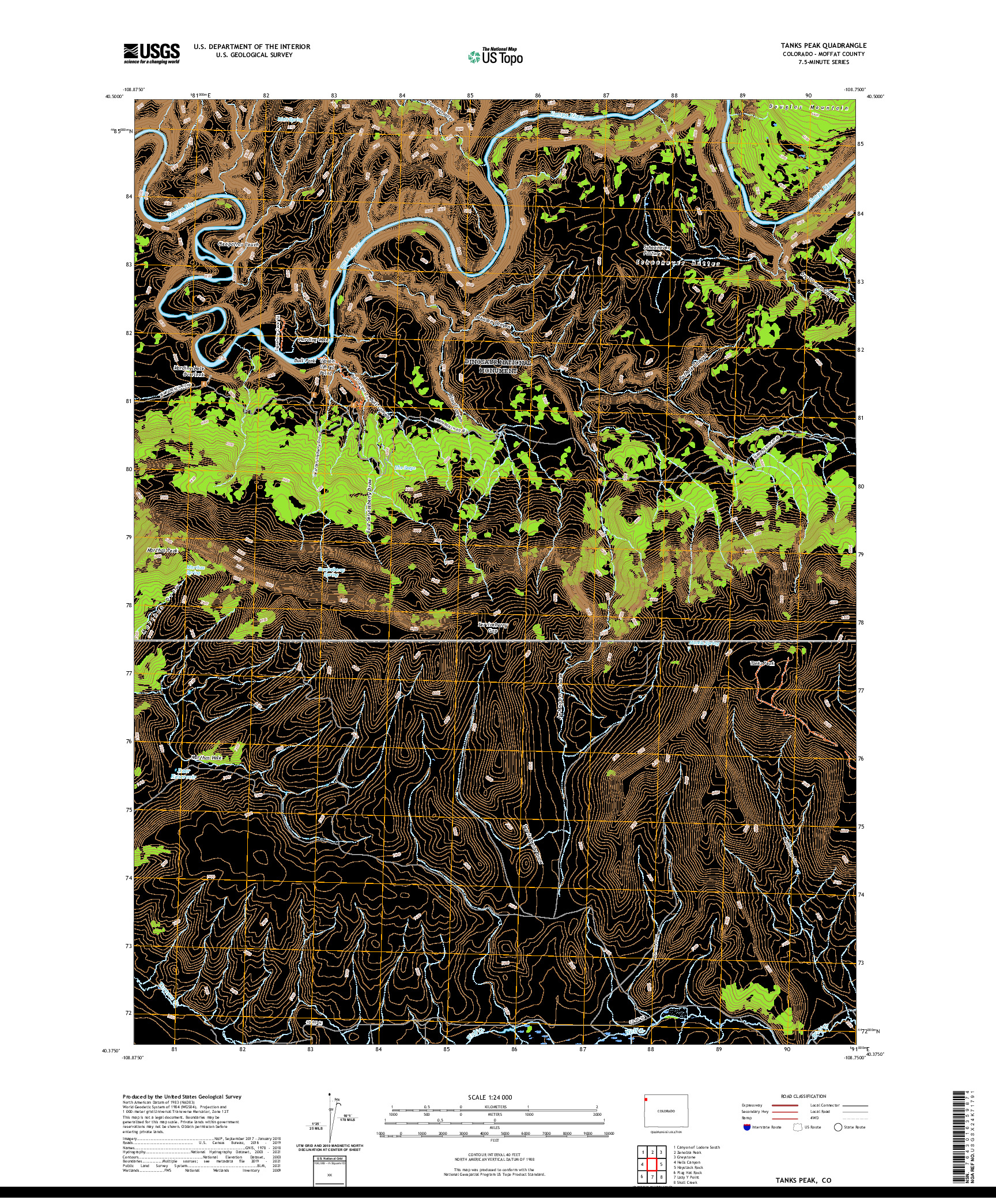 US TOPO 7.5-MINUTE MAP FOR TANKS PEAK, CO