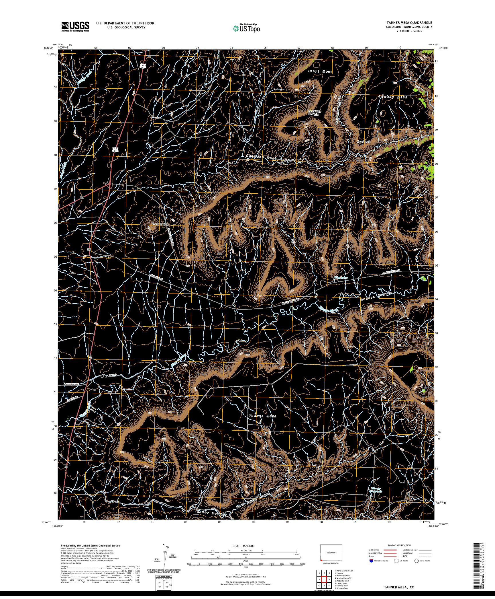 US TOPO 7.5-MINUTE MAP FOR TANNER MESA, CO