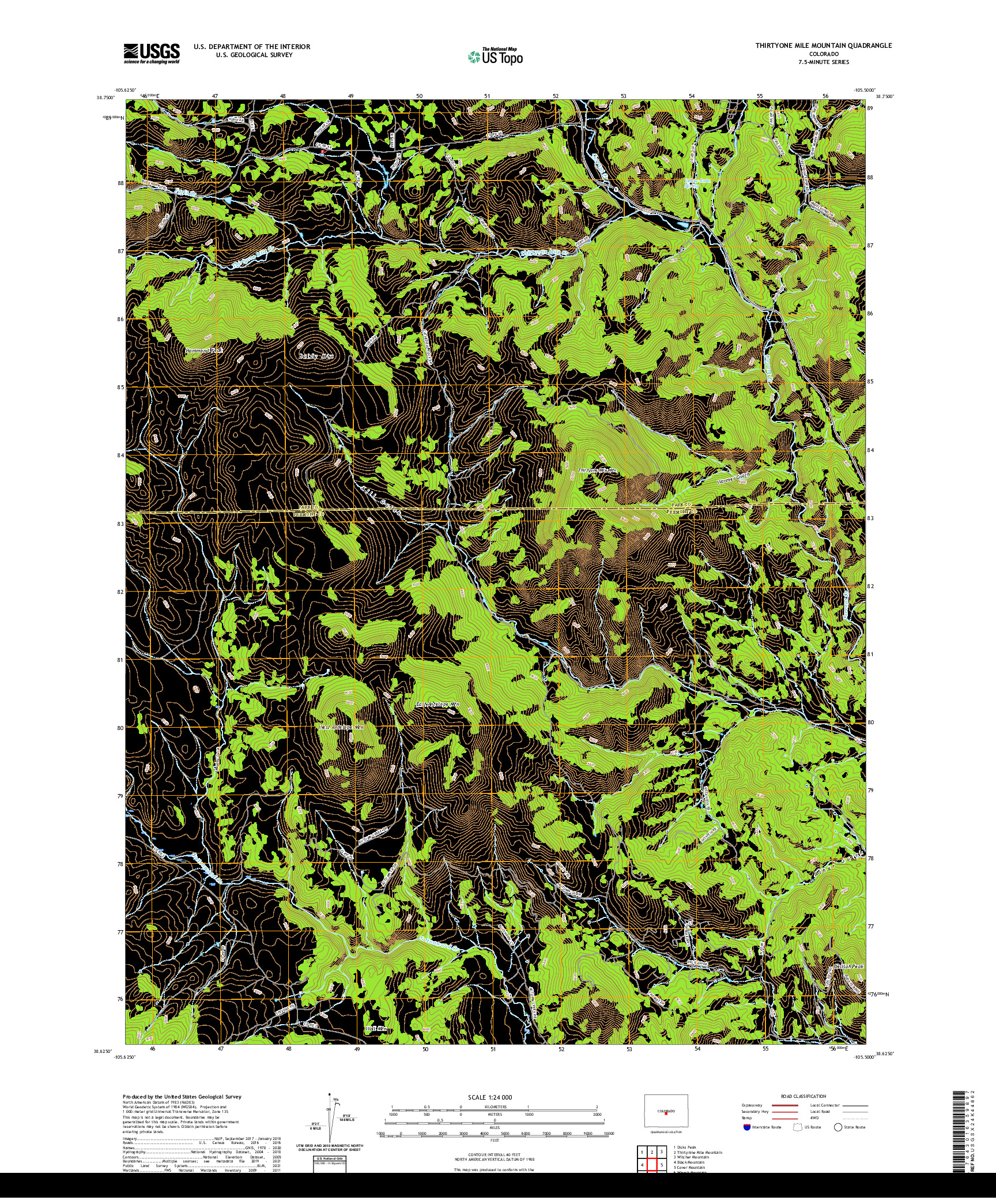 US TOPO 7.5-MINUTE MAP FOR THIRTYONE MILE MOUNTAIN, CO