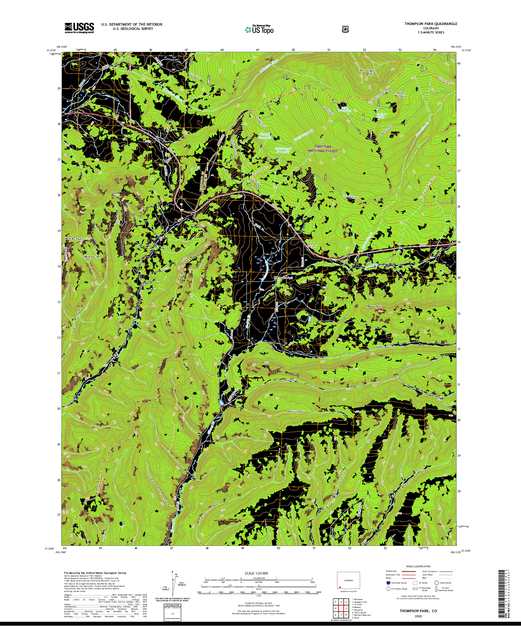 US TOPO 7.5-MINUTE MAP FOR THOMPSON PARK, CO