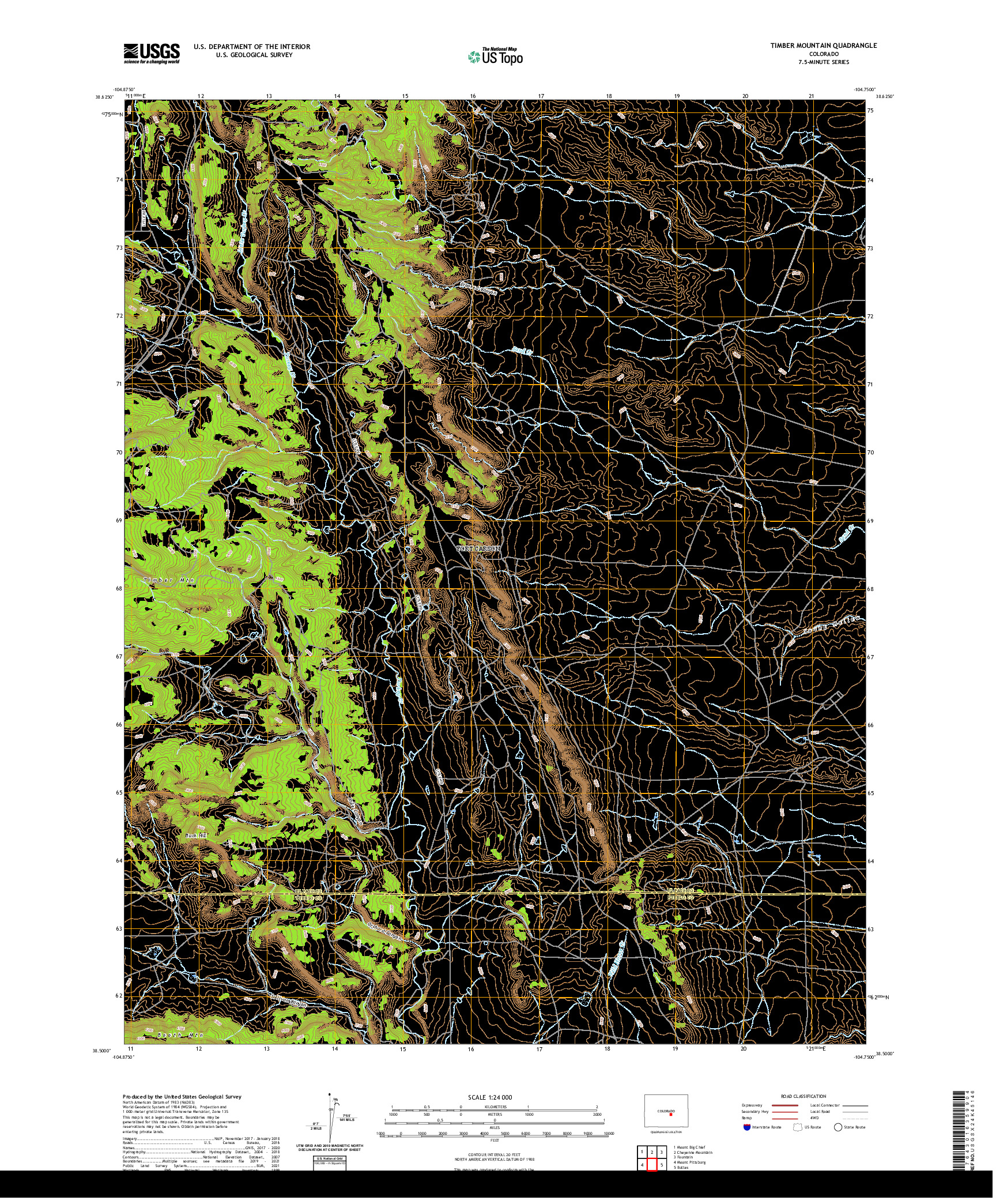 US TOPO 7.5-MINUTE MAP FOR TIMBER MOUNTAIN, CO