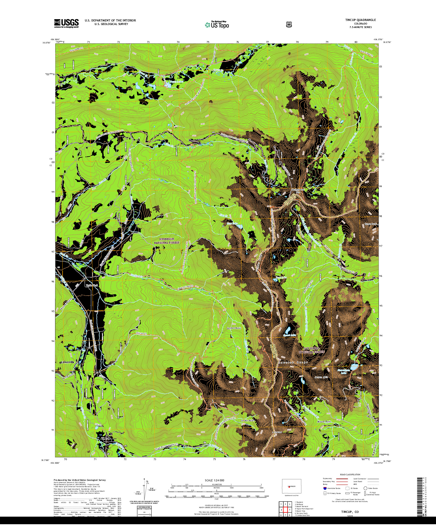 US TOPO 7.5-MINUTE MAP FOR TINCUP, CO