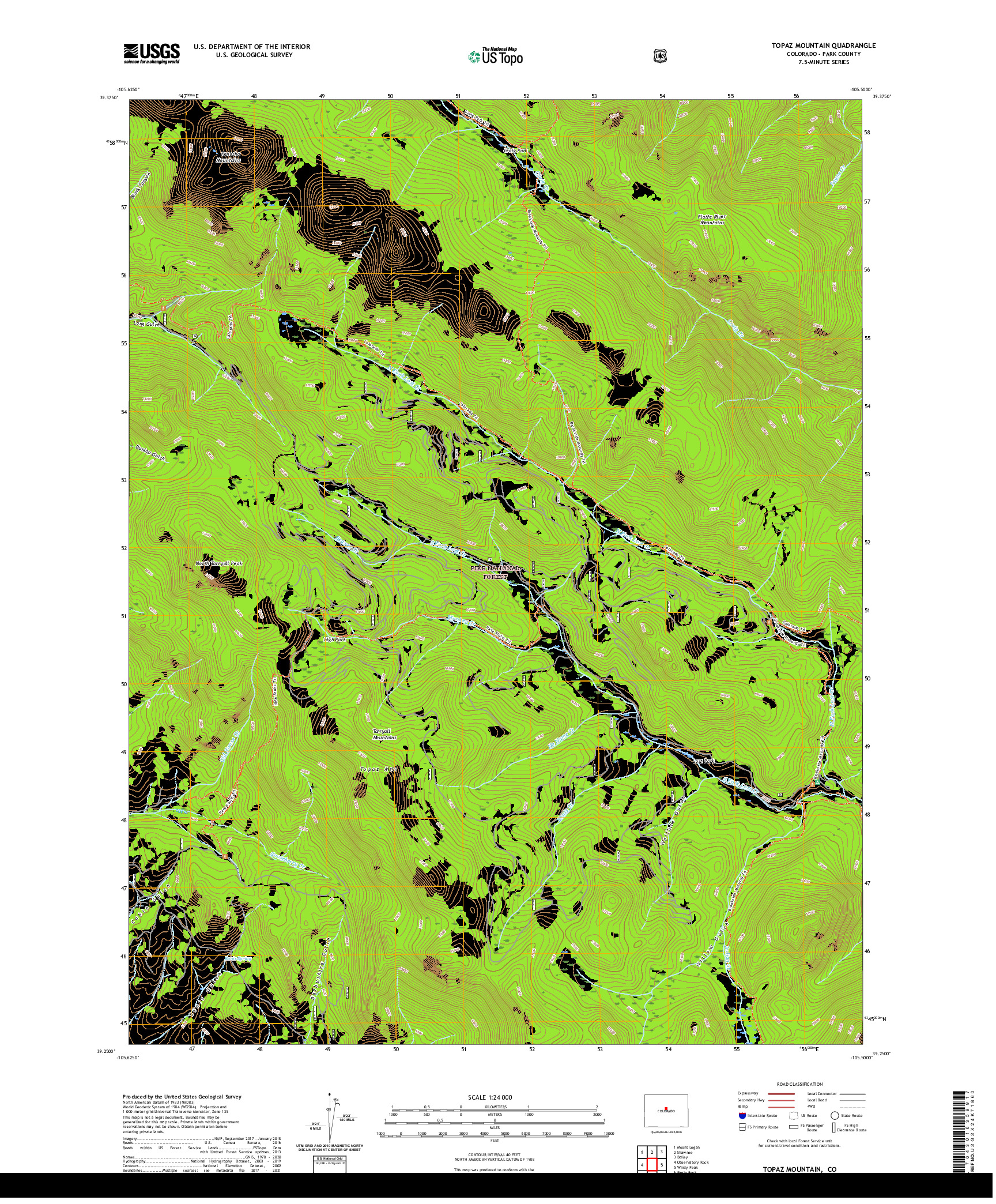 US TOPO 7.5-MINUTE MAP FOR TOPAZ MOUNTAIN, CO