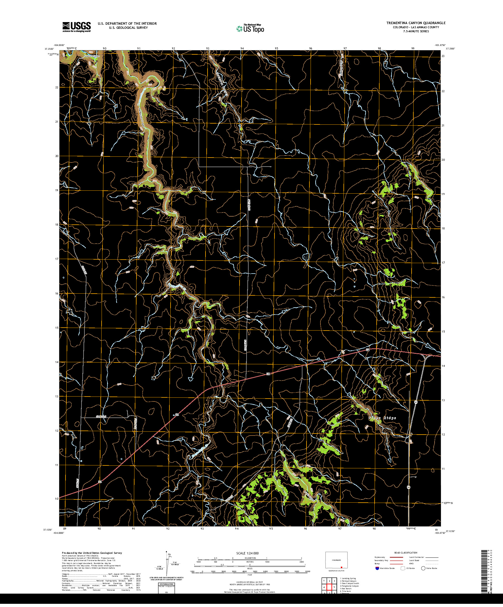 US TOPO 7.5-MINUTE MAP FOR TREMENTINA CANYON, CO