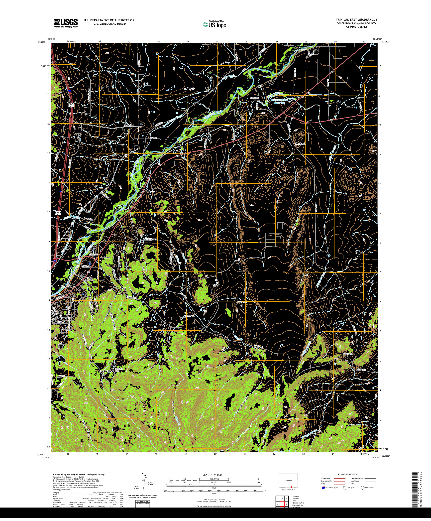 US TOPO 7.5-MINUTE MAP FOR TRINIDAD EAST, CO