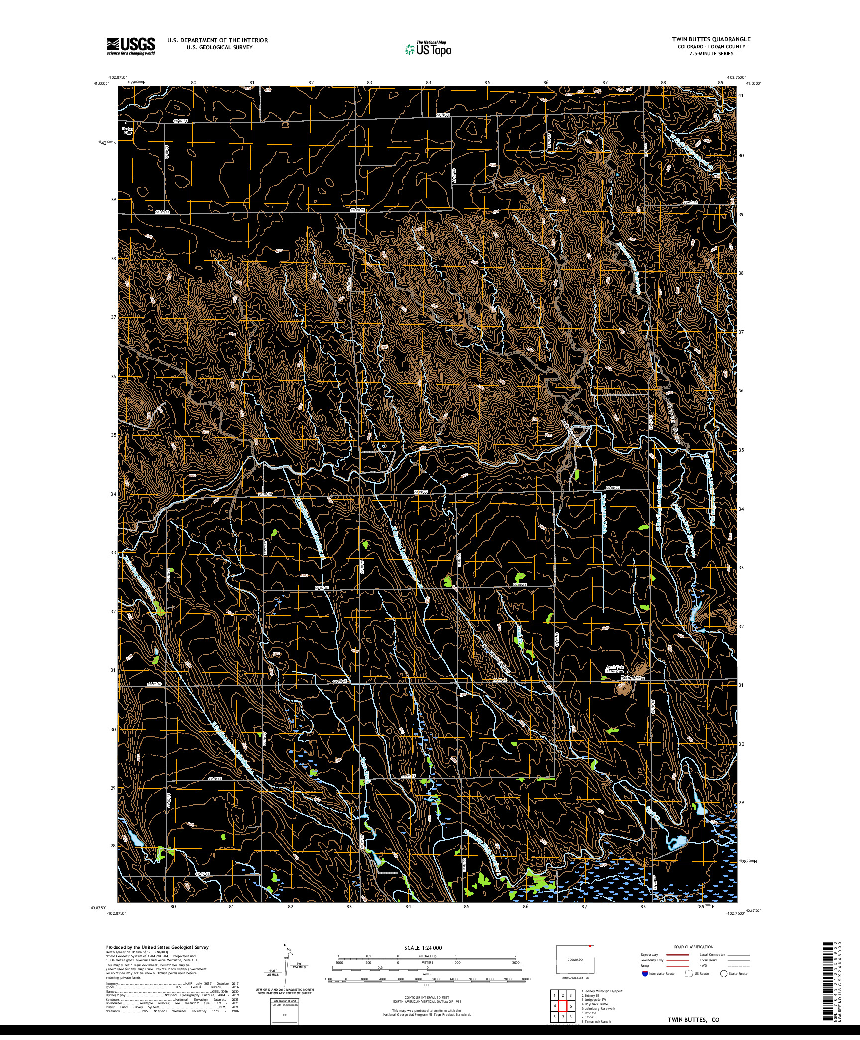 US TOPO 7.5-MINUTE MAP FOR TWIN BUTTES, CO