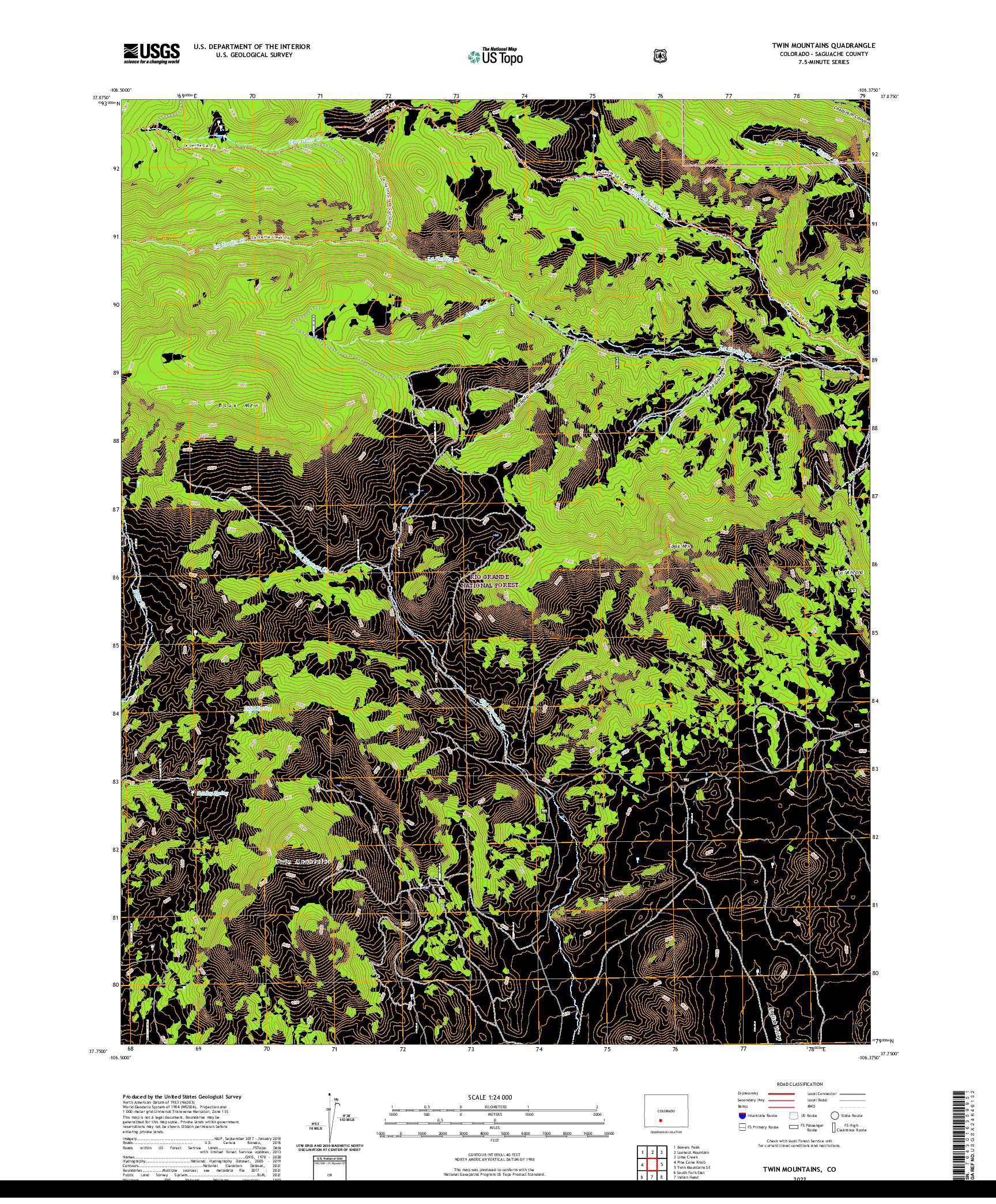 US TOPO 7.5-MINUTE MAP FOR TWIN MOUNTAINS, CO