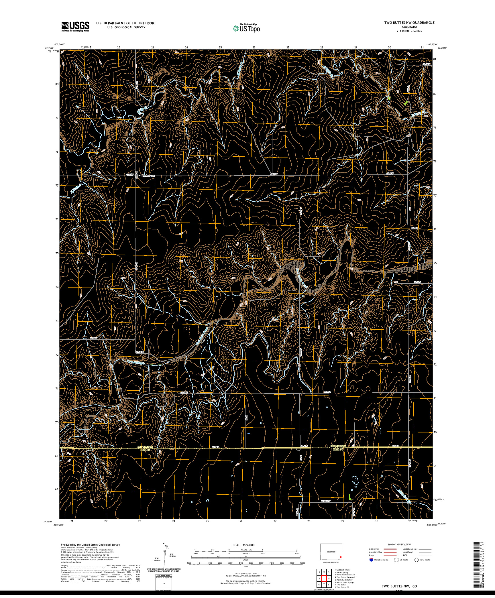 US TOPO 7.5-MINUTE MAP FOR TWO BUTTES NW, CO