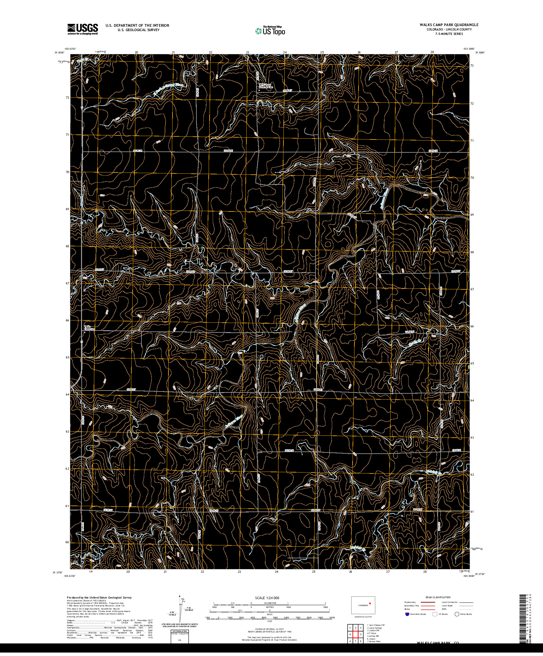 US TOPO 7.5-MINUTE MAP FOR WALKS CAMP PARK, CO