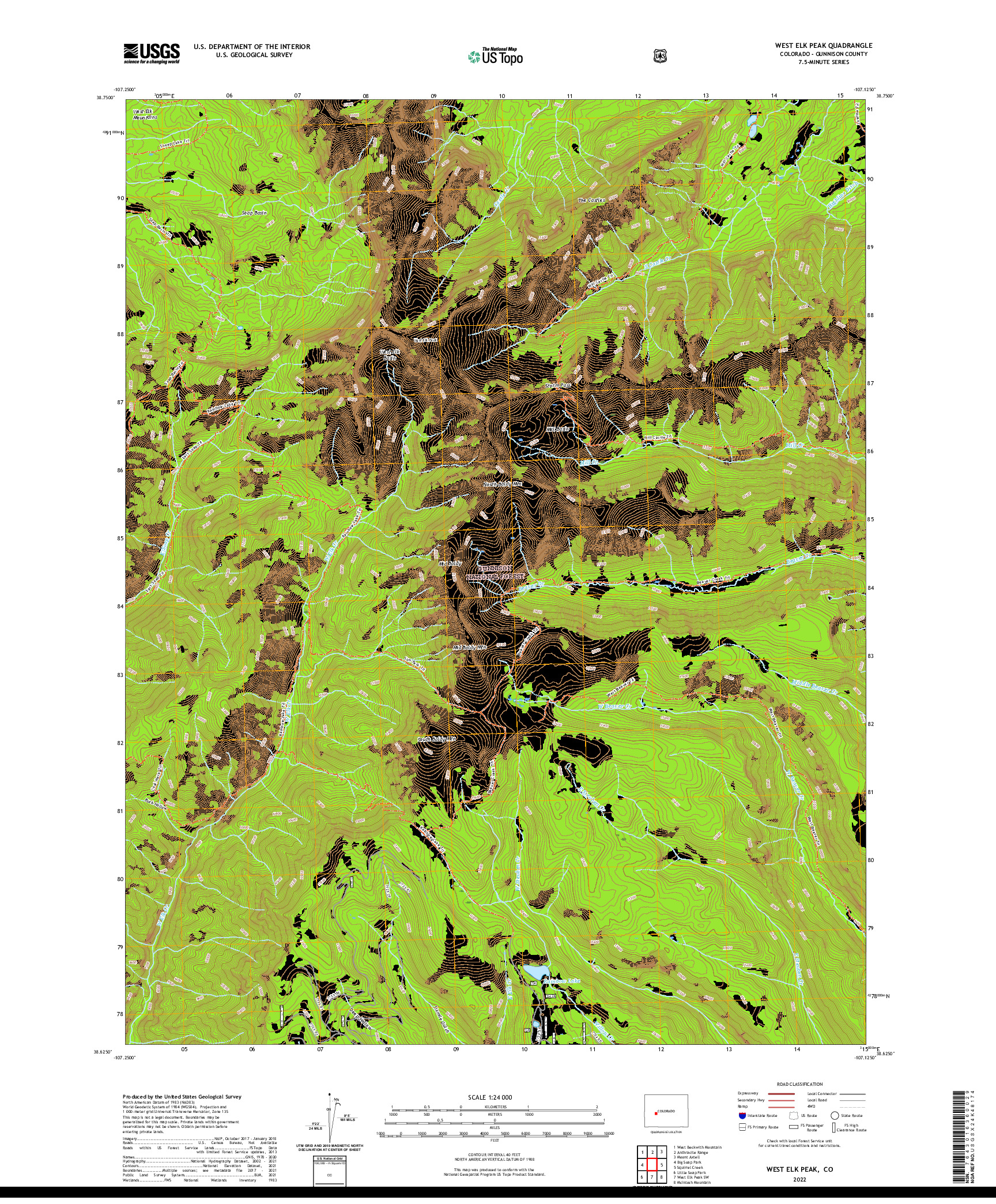 US TOPO 7.5-MINUTE MAP FOR WEST ELK PEAK, CO