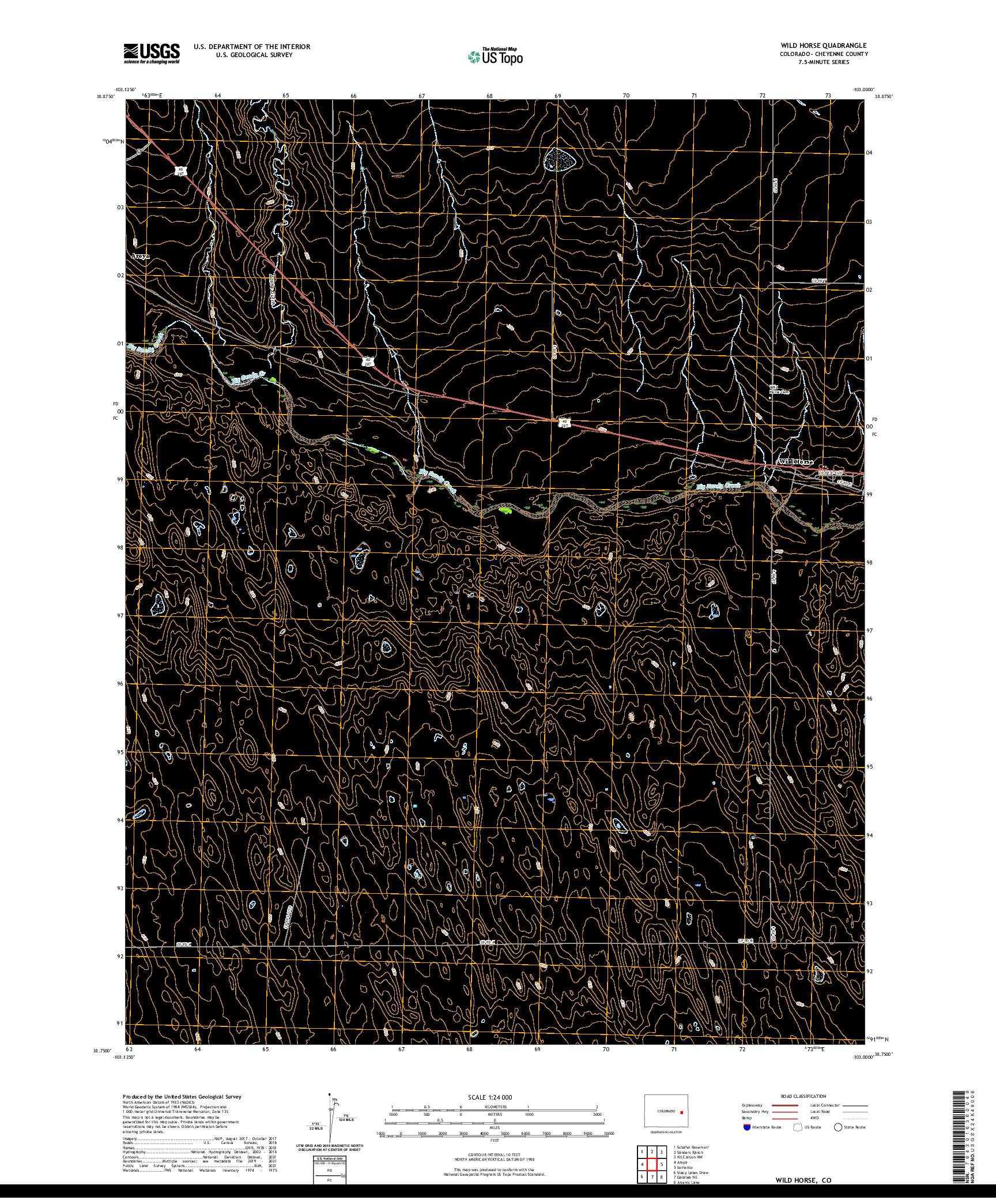 US TOPO 7.5-MINUTE MAP FOR WILD HORSE, CO