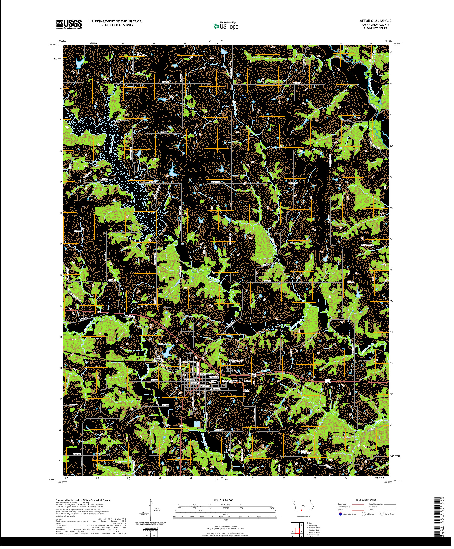 US TOPO 7.5-MINUTE MAP FOR AFTON, IA