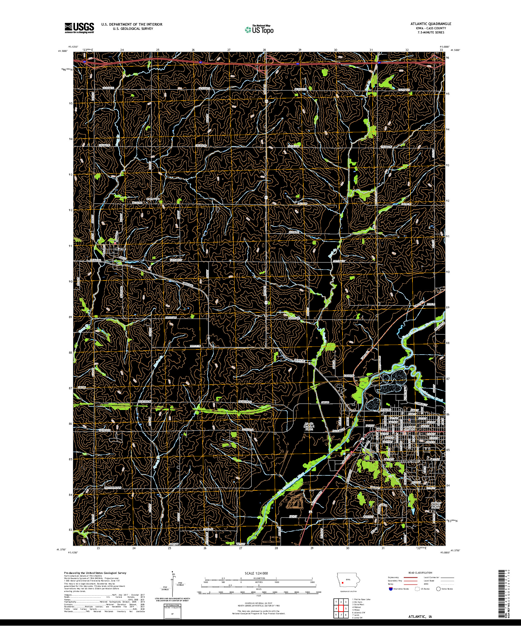 US TOPO 7.5-MINUTE MAP FOR ATLANTIC, IA