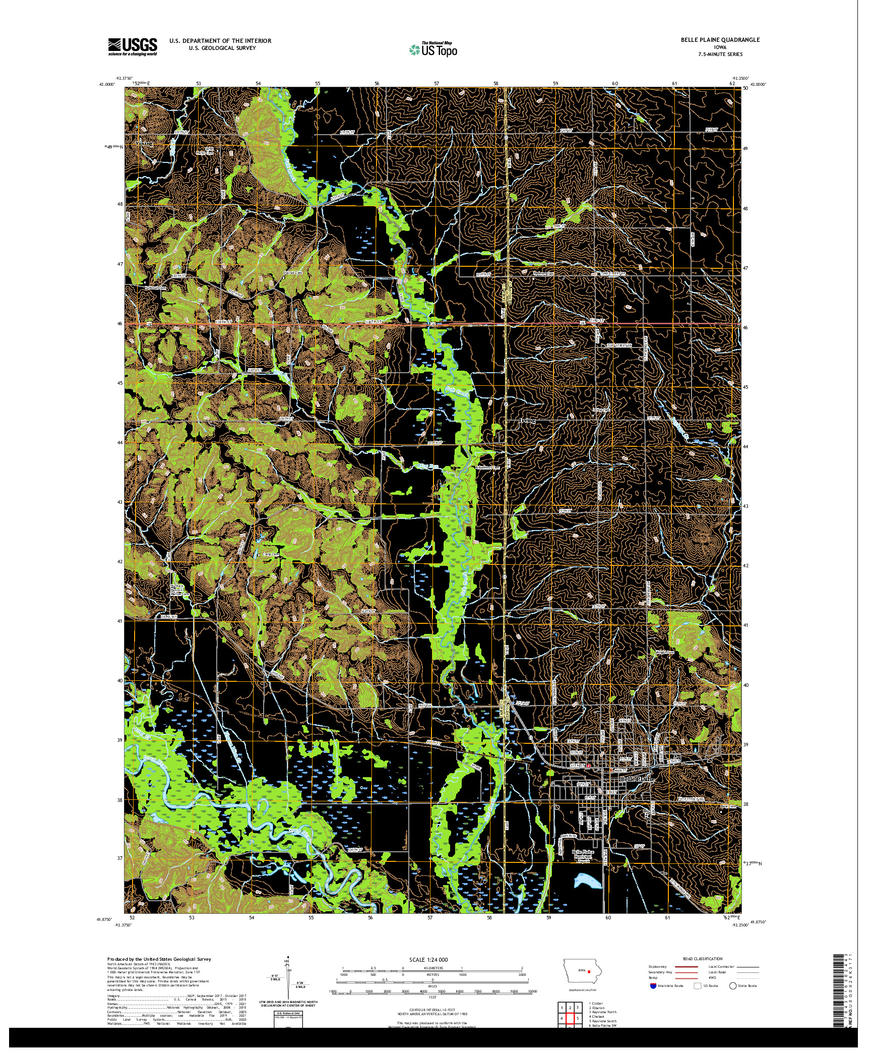 US TOPO 7.5-MINUTE MAP FOR BELLE PLAINE, IA