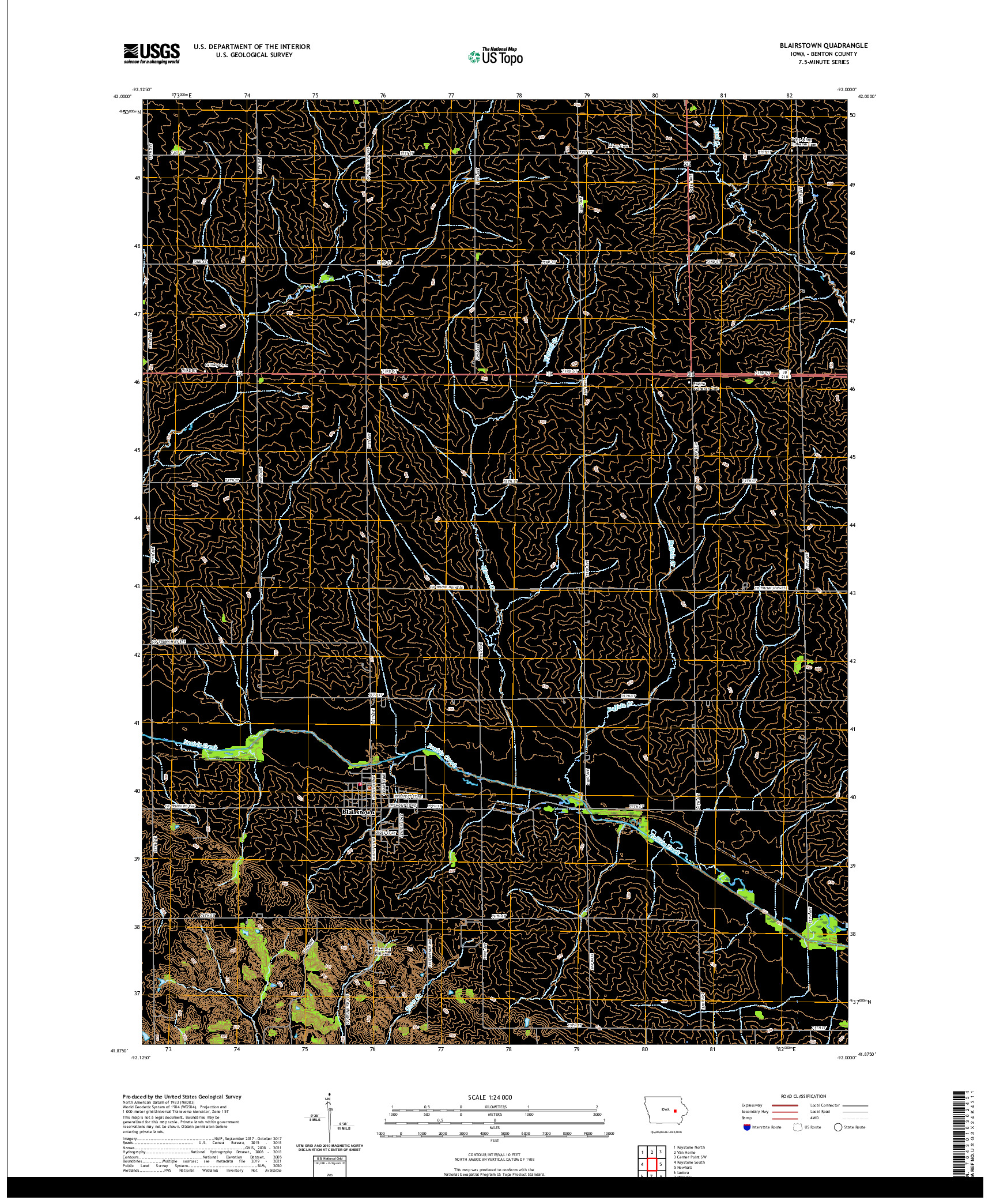 US TOPO 7.5-MINUTE MAP FOR BLAIRSTOWN, IA