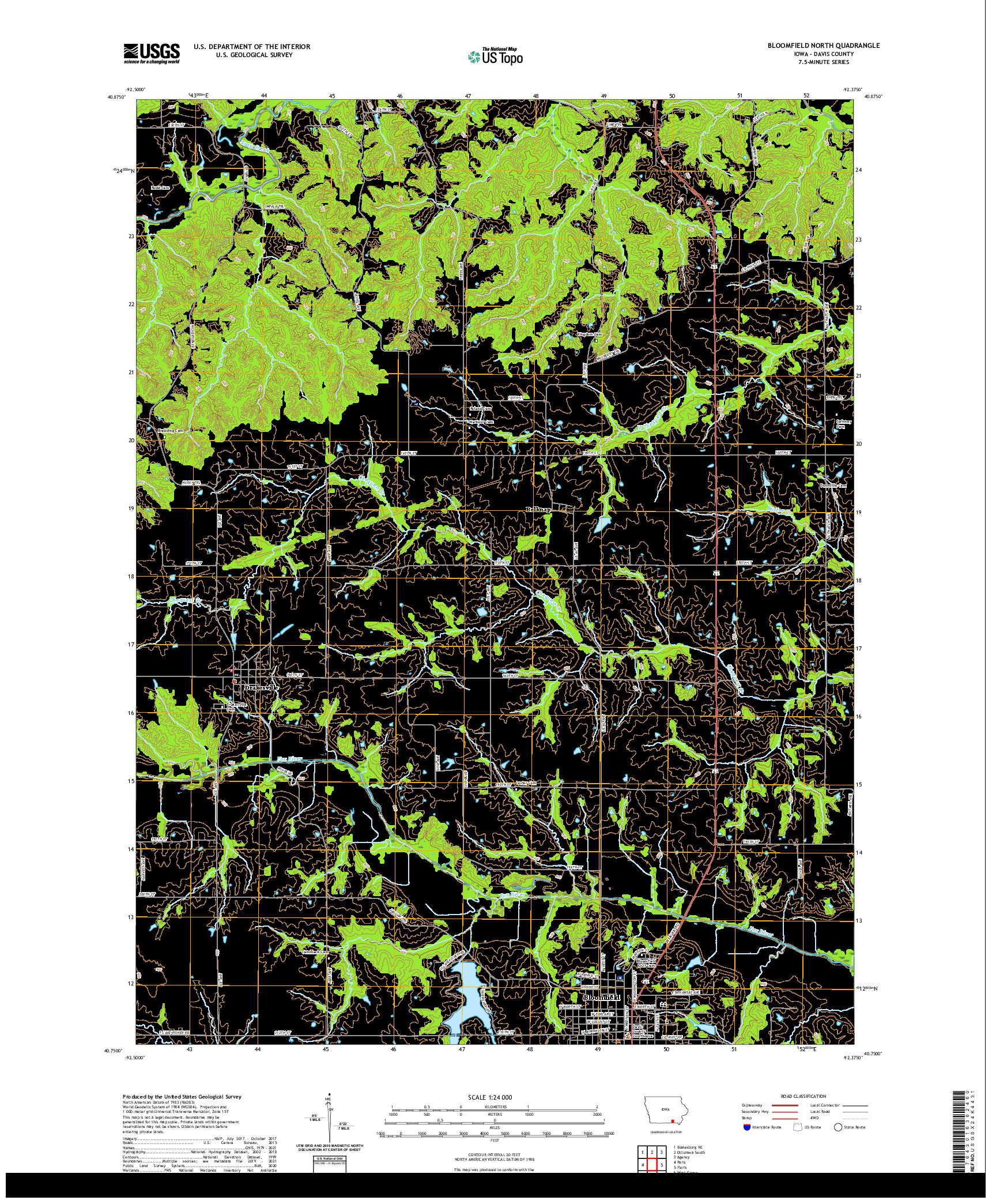 US TOPO 7.5-MINUTE MAP FOR BLOOMFIELD NORTH, IA