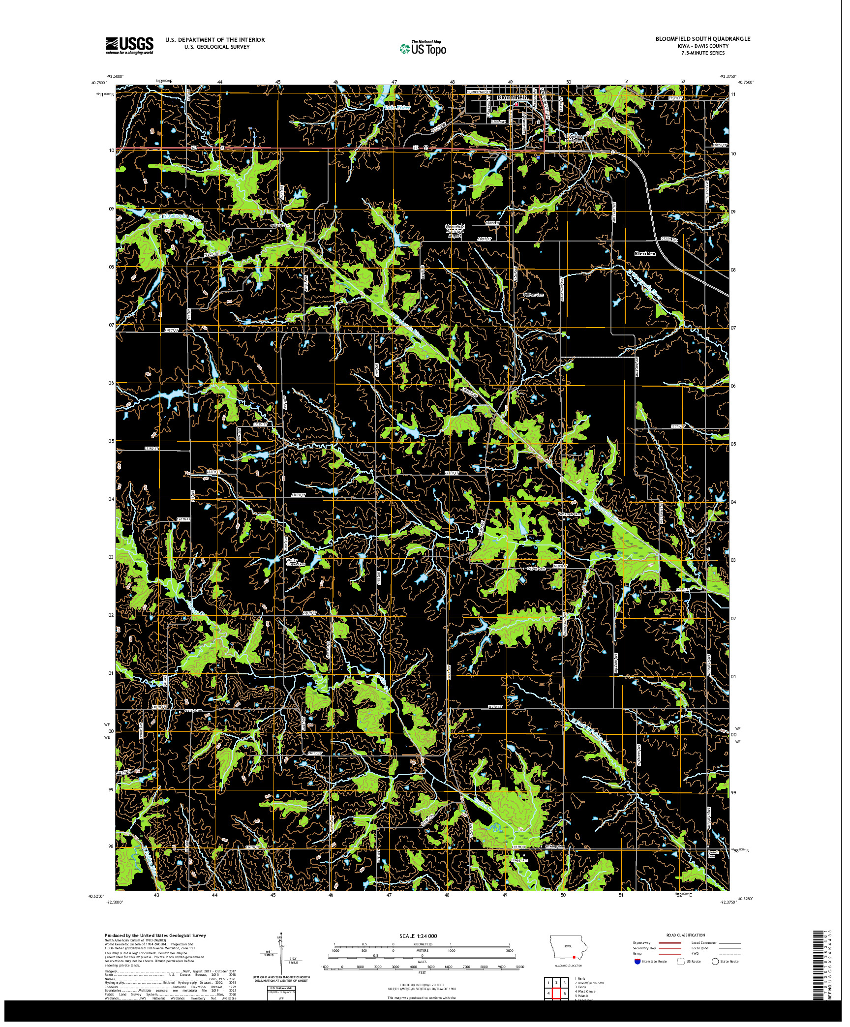 US TOPO 7.5-MINUTE MAP FOR BLOOMFIELD SOUTH, IA