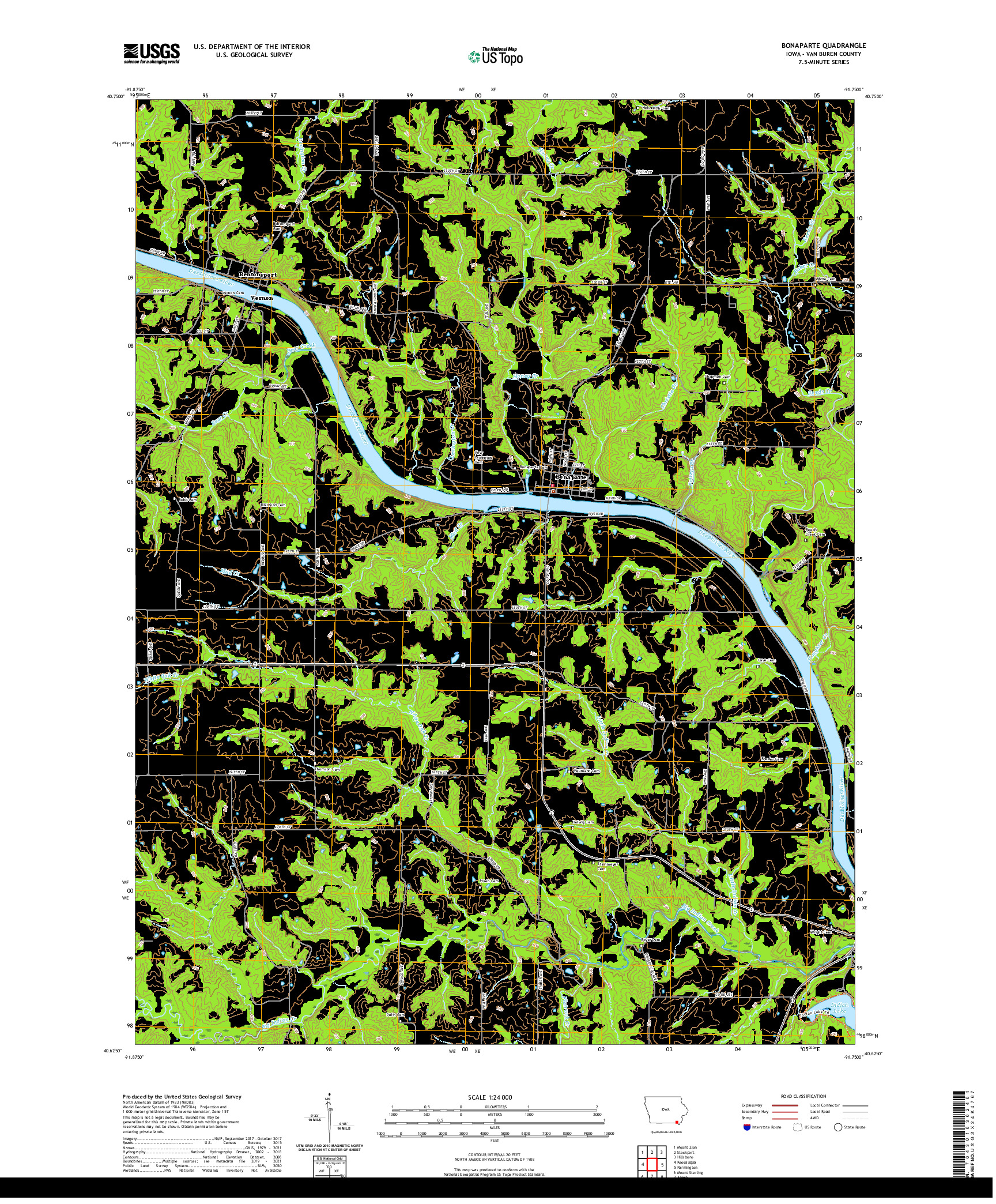 US TOPO 7.5-MINUTE MAP FOR BONAPARTE, IA