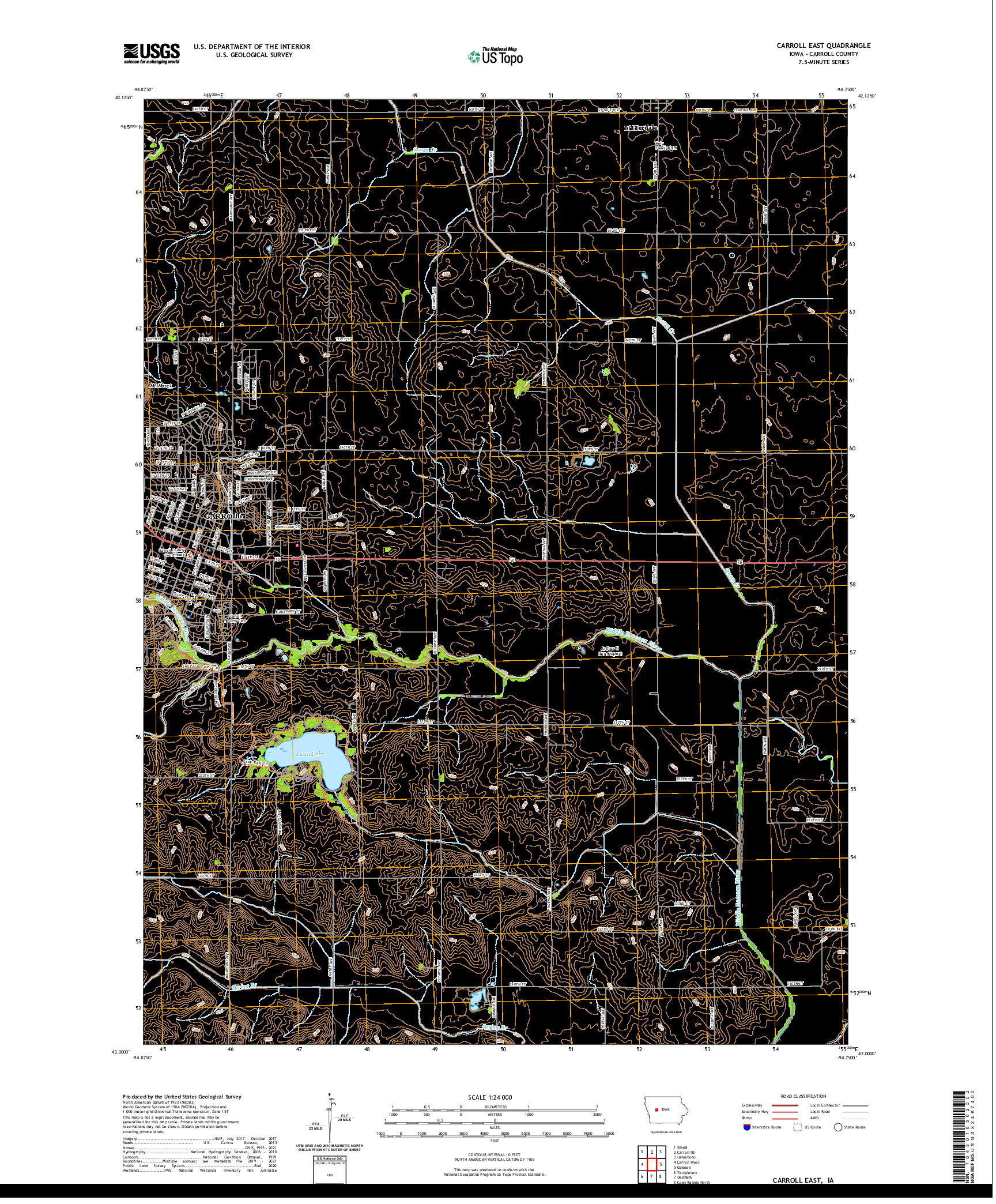 US TOPO 7.5-MINUTE MAP FOR CARROLL EAST, IA