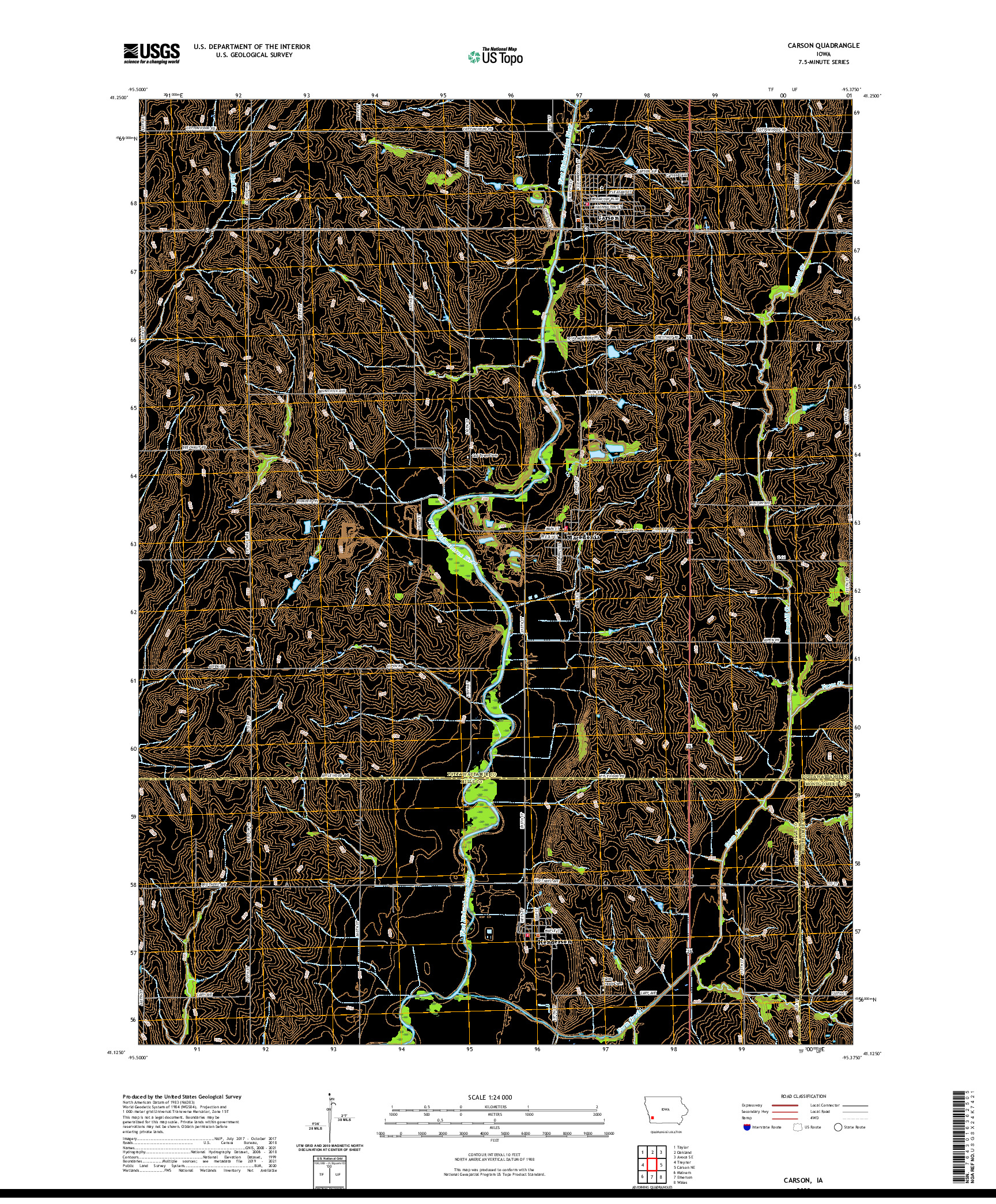 US TOPO 7.5-MINUTE MAP FOR CARSON, IA