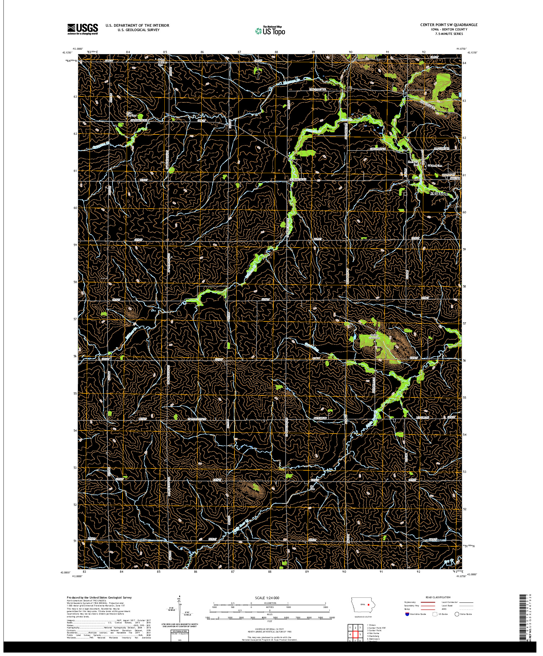 US TOPO 7.5-MINUTE MAP FOR CENTER POINT SW, IA