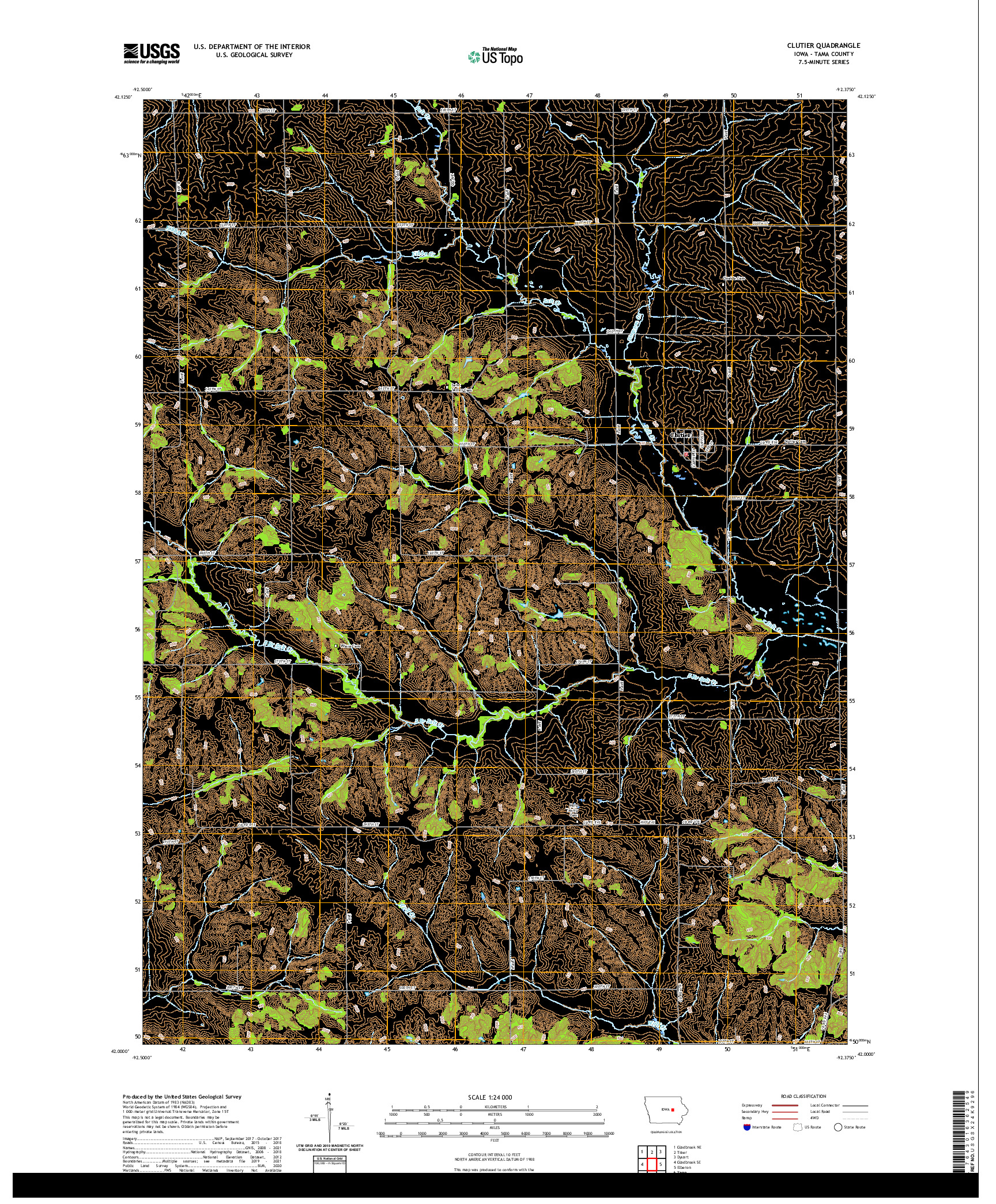 US TOPO 7.5-MINUTE MAP FOR CLUTIER, IA