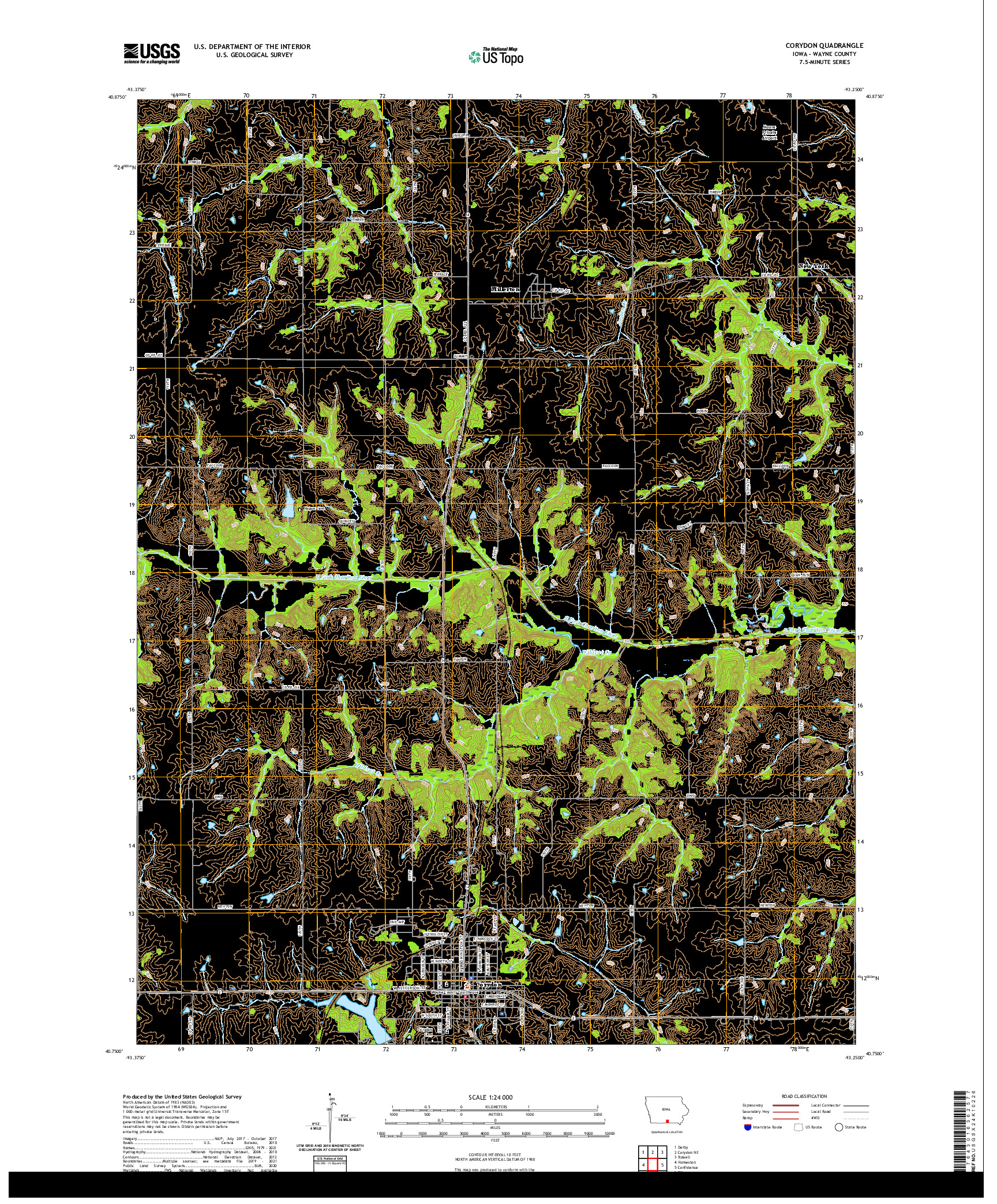 US TOPO 7.5-MINUTE MAP FOR CORYDON, IA