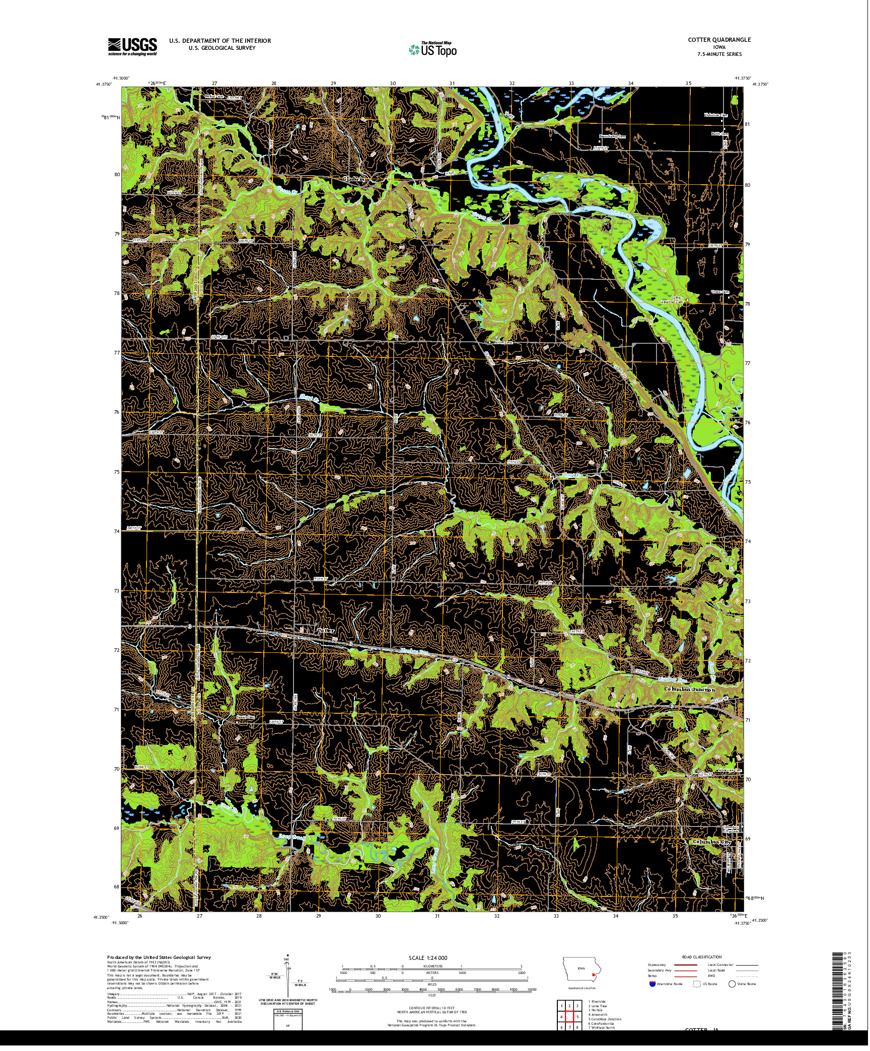 US TOPO 7.5-MINUTE MAP FOR COTTER, IA