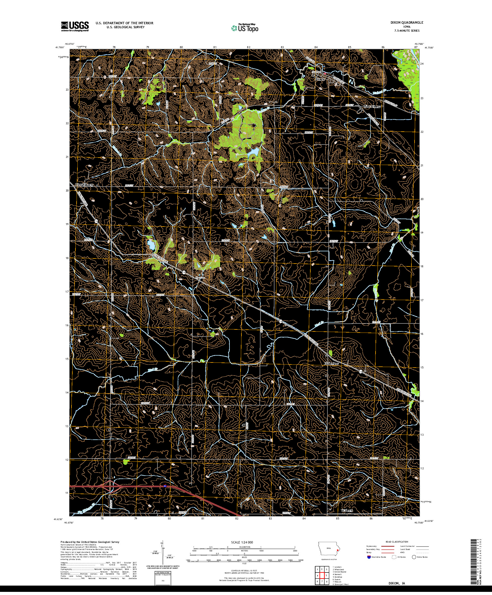 US TOPO 7.5-MINUTE MAP FOR DIXON, IA